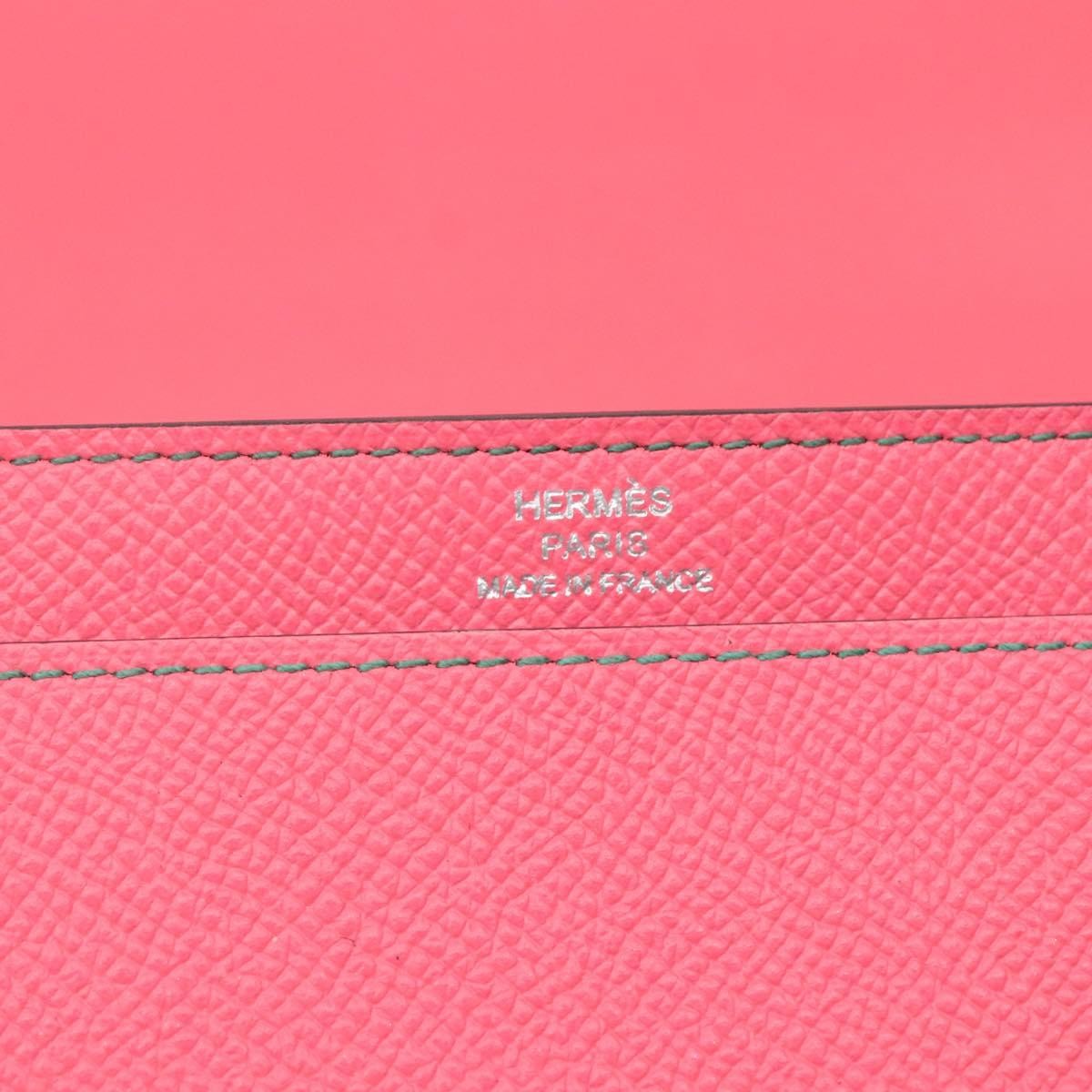 Hermes Camail Wallet Epsom Pink Leather Wallets Accessory (Pre-Owned)