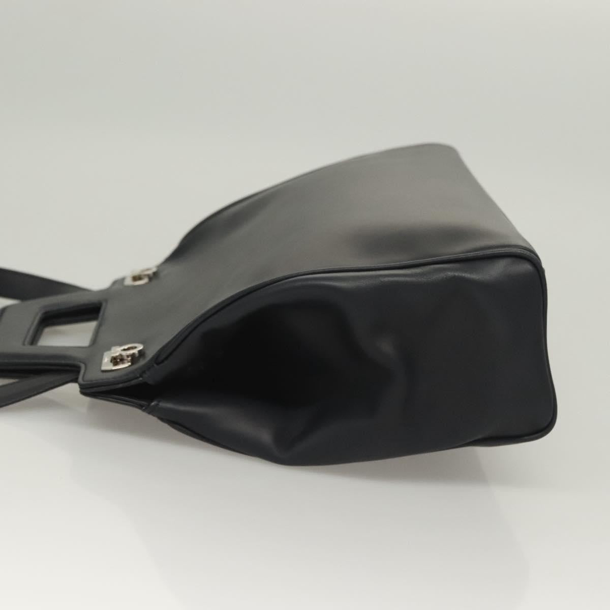 Salvatore Ferragamo Soft W Tote Leather Black Leather Tote Bag Bag (Pre-Owned)