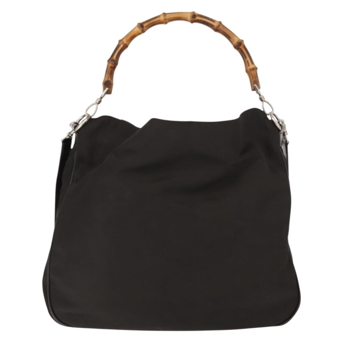 Gucci Vintage Bamboo Shoulder Bag Nylon Brown Nylon Shoulder Bag Bag (Pre-Owned)
