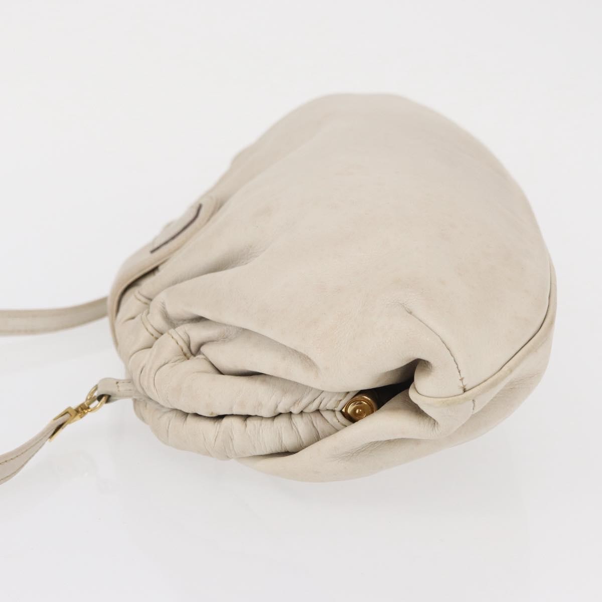 Celine Vintage Shoulder Bag Leather White Leather Shoulder Bag Bag (Pre-Owned)