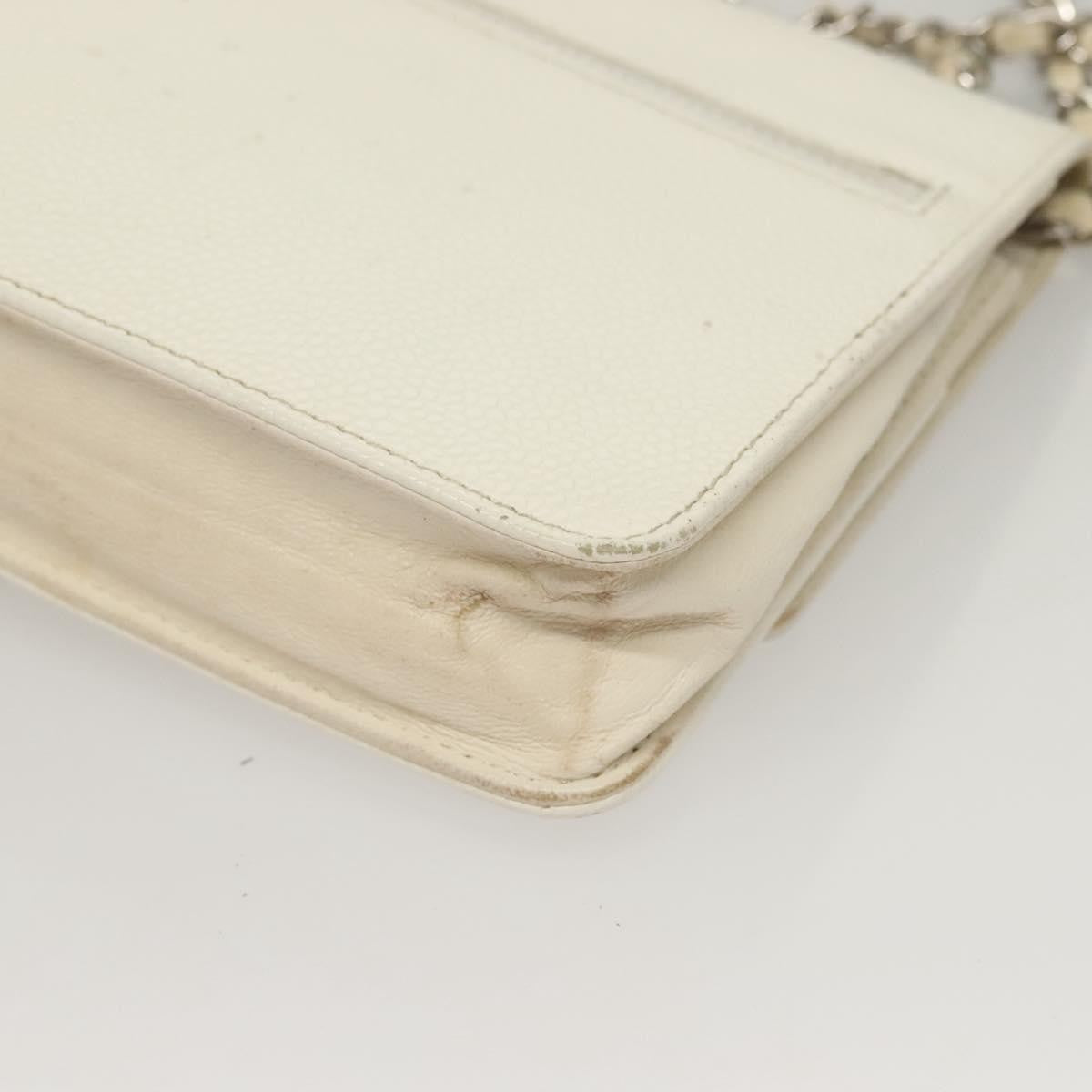 Chanel Vintage Timeless Wallet On Chain Caviar White Leather Shoulder Bag Bag (Pre-Owned)