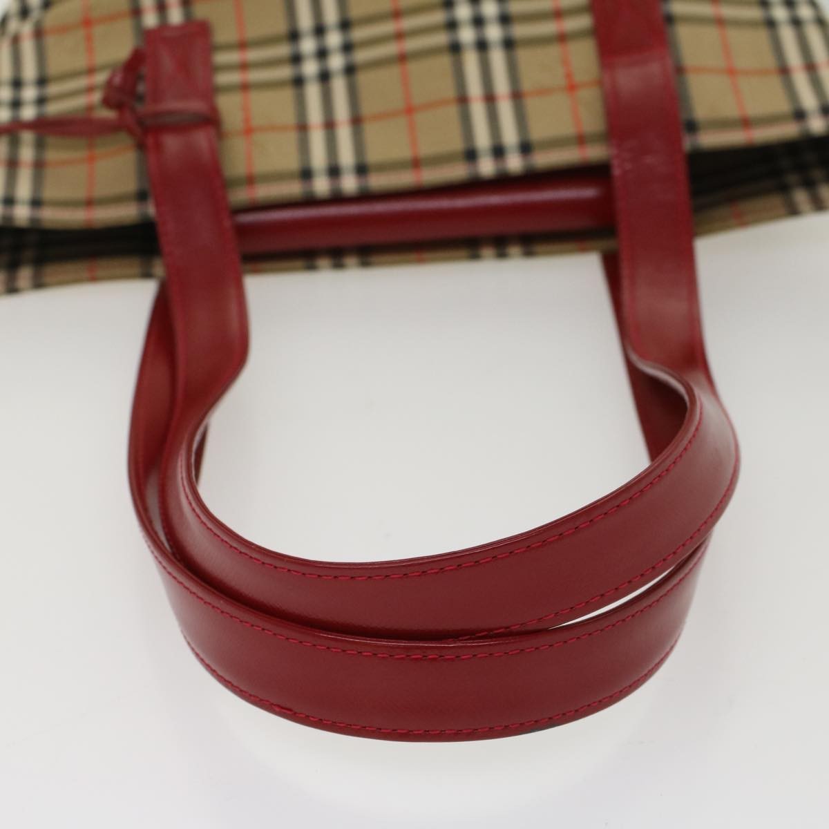 Burberry Nova Check Tote Nylon And Leather Beige Nylon Tote Bag Bag (Pre-Owned)