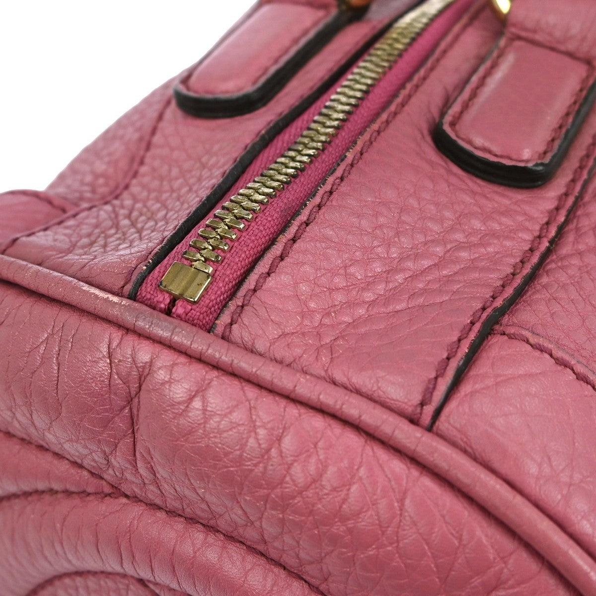 Gucci Soho Boston Bag Leather Pink Leather Handbag (Pre-Owned)