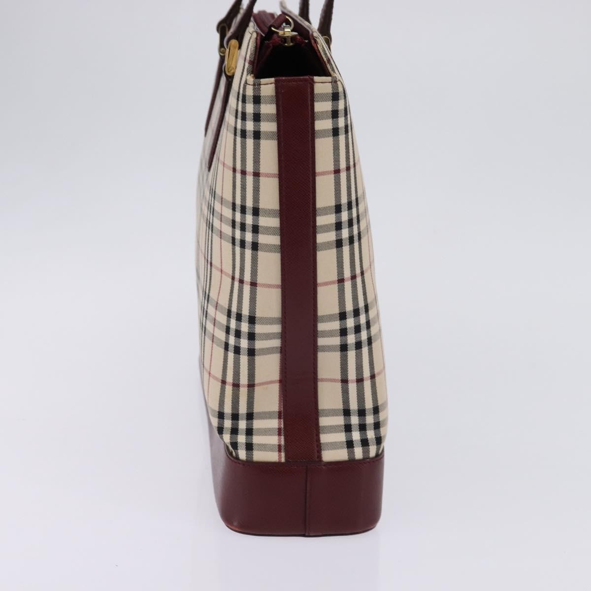 Burberry Nova Check Tote Canvas Check Pattern Beige Canvas Bag (Pre-Owned)