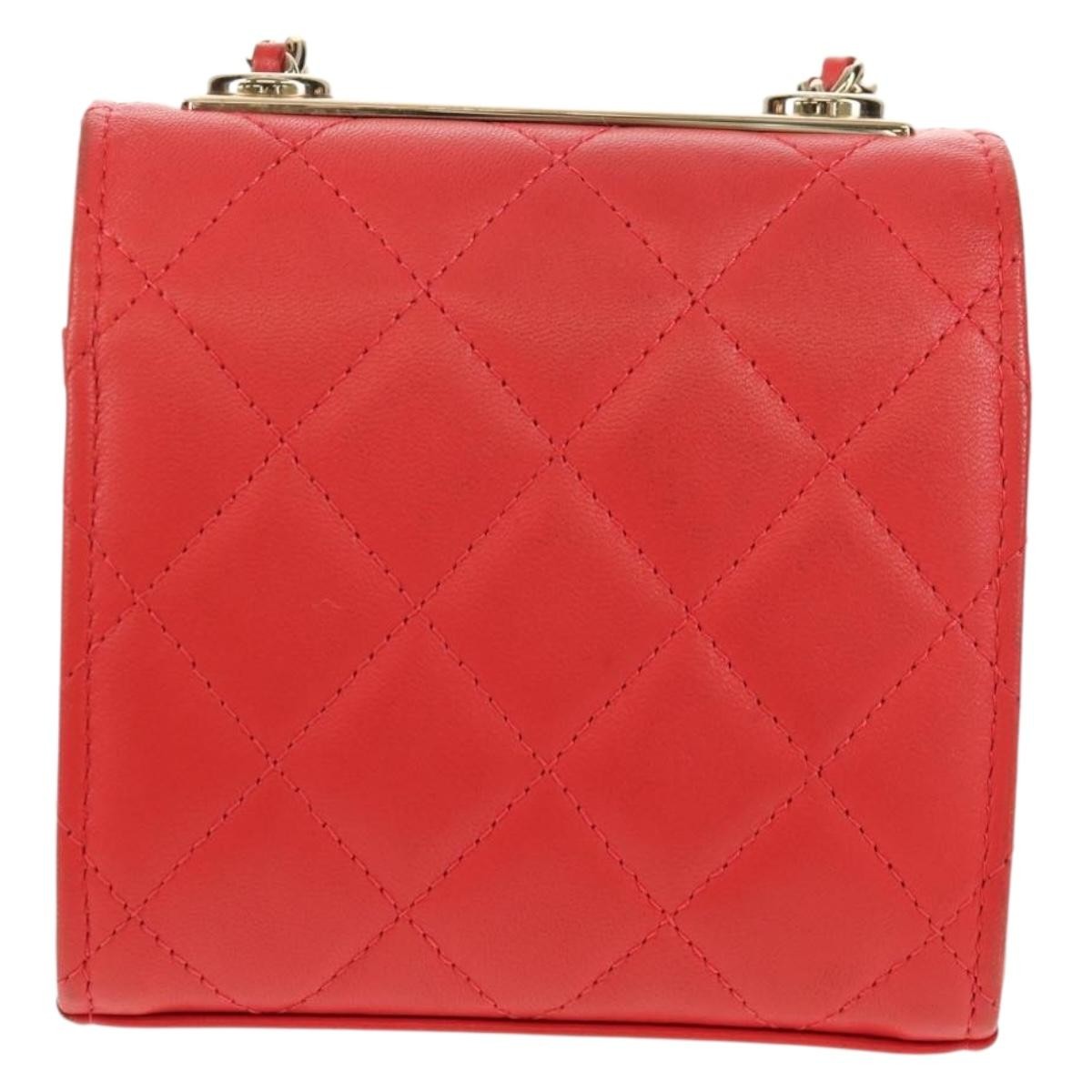 Chanel Trendy Cc Clutch With Chain Quilted Lambskin Red Leather Clutche & Pouche Bag (Pre-Owned)