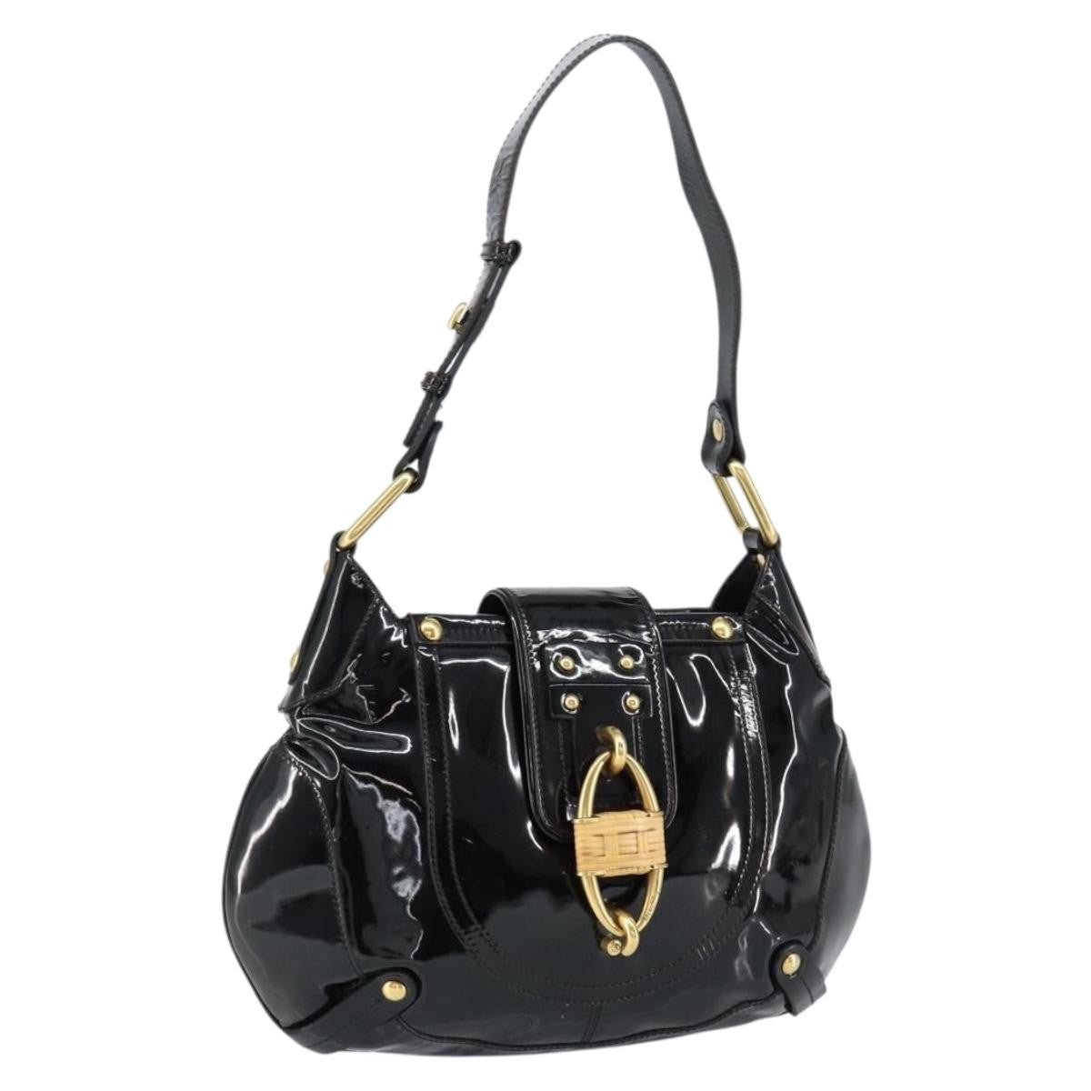 Salvatore Ferragamo Gancini Tote Patent Leather Black Patent_Leather Tote Bag Bag (Pre-Owned)