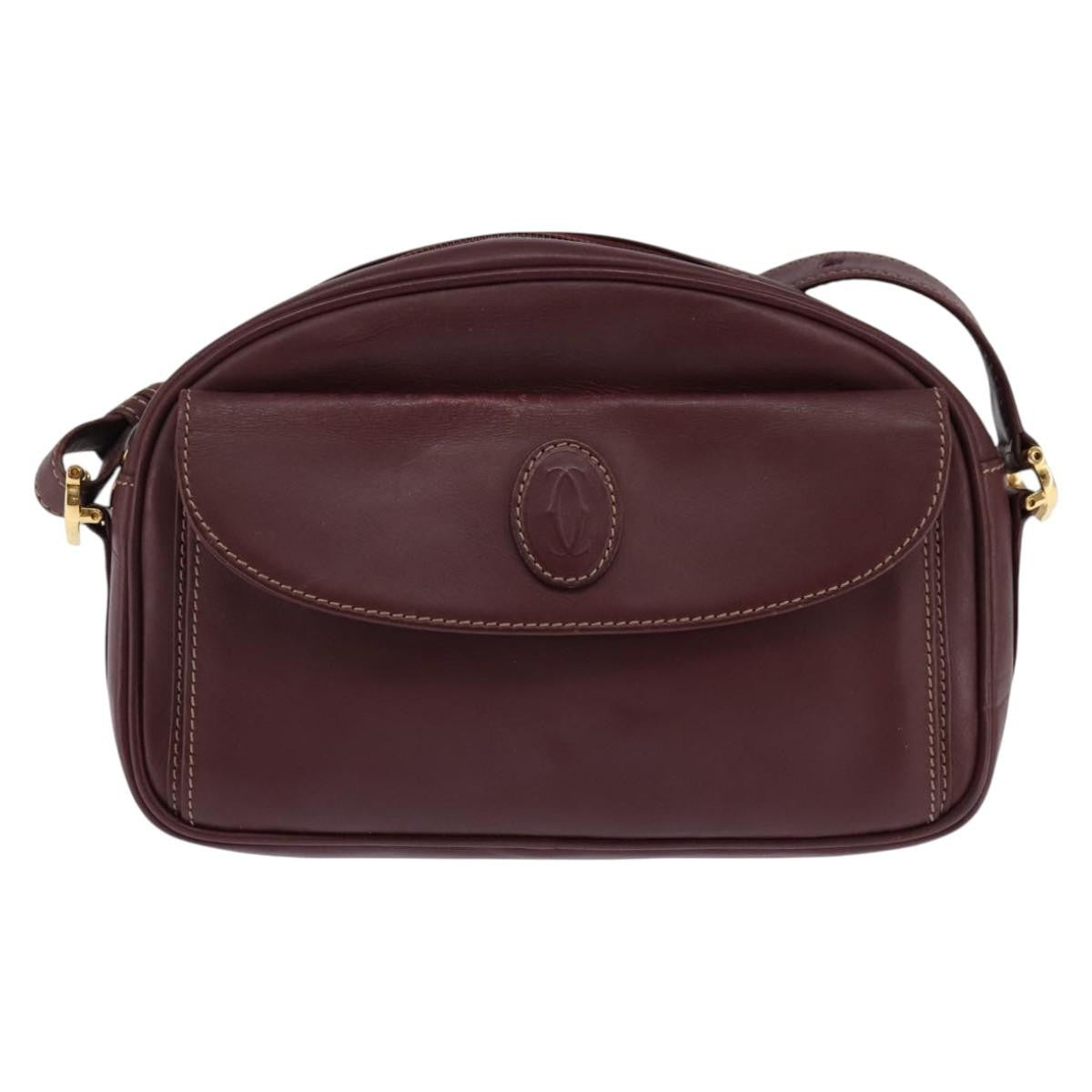 Cartier Must De Cartier Shoulder Bag Leather Burgundy Leather Shoulder Bag Bag (Pre-Owned)