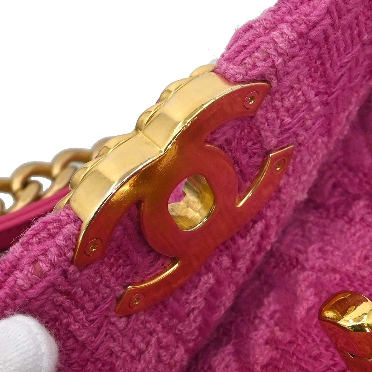 Chanel 19 Flap Bag Quilted Tweed Pink Tweed Handbag (Pre-Owned)