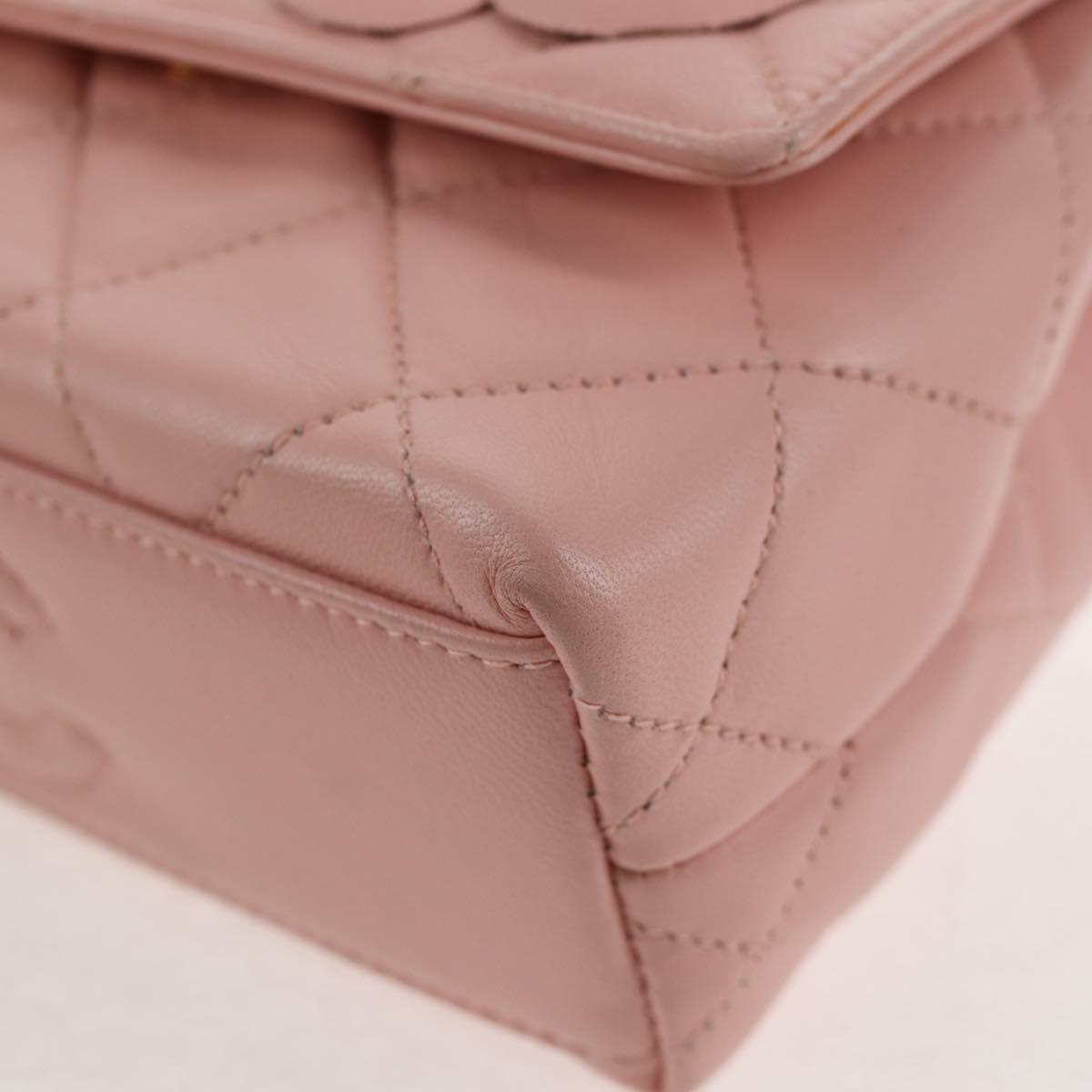 Chanel Vintage Camellia Flap Bag Quilted Lambskin Pink Leather Bag (Pre-Owned)