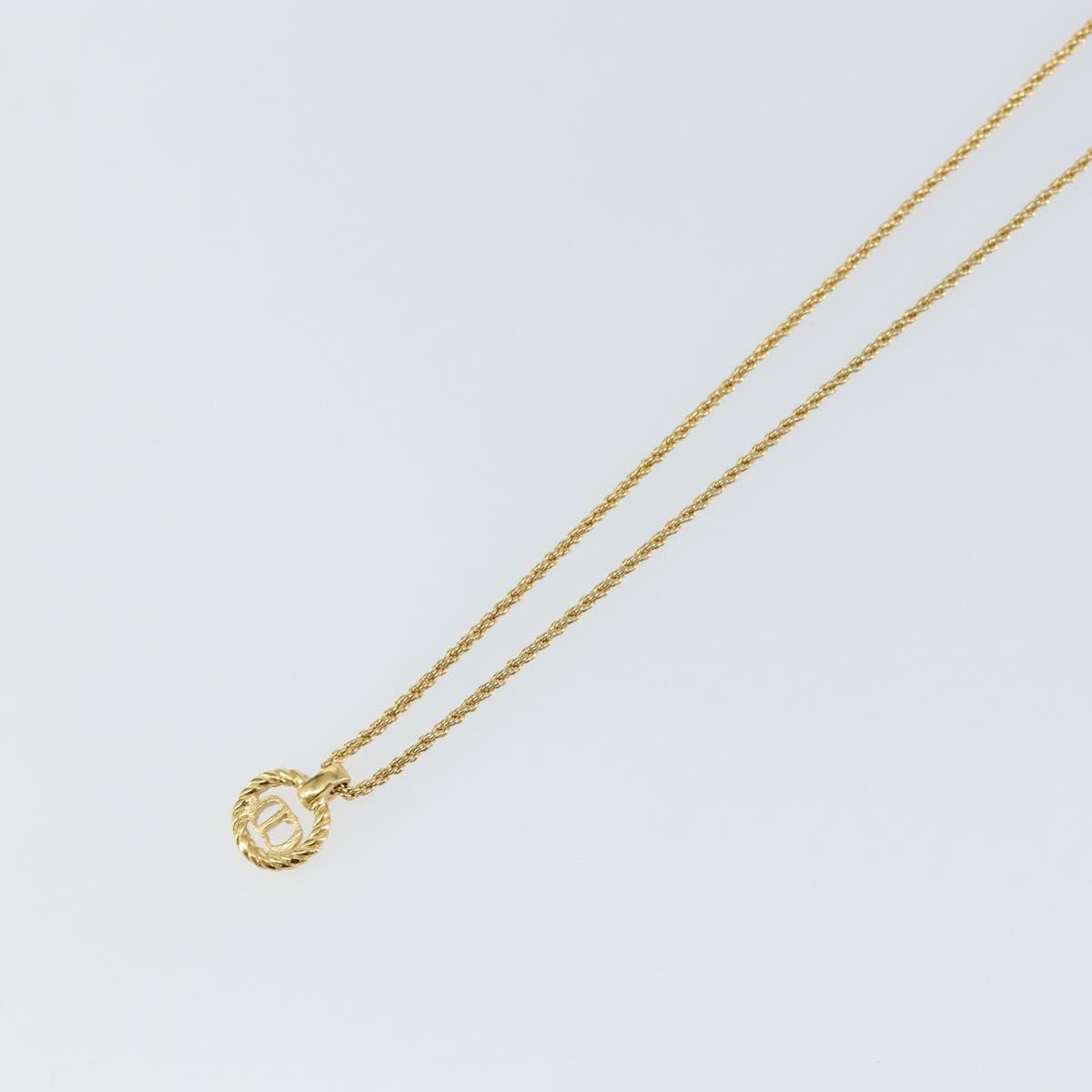 Christian Dior Cd Round Pendant Necklace Metal Gold Metal Necklace Jewelry (Pre-Owned)