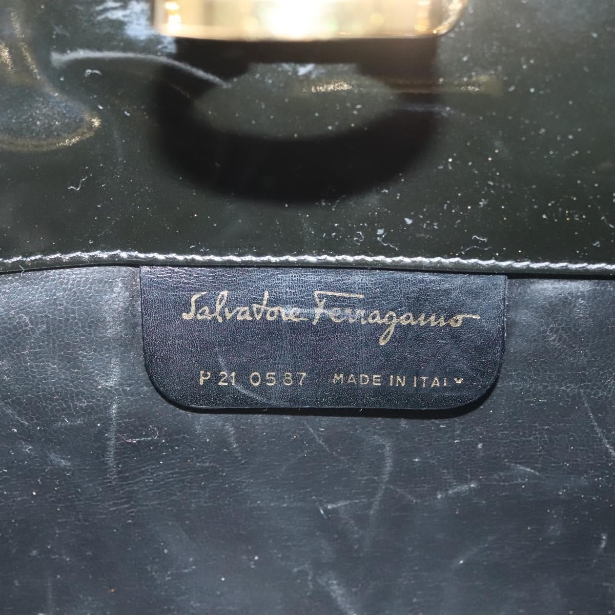 Salvatore Ferragamo Vintage Gancini Chain Shoulder Bag Patent Leather Black Patent_Leather Shoulder Bag Bag (Pre-Owned)