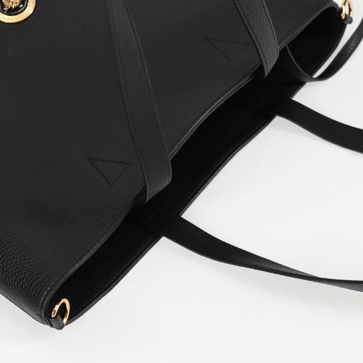 Versace Medusa Tote Leather Black Leather Tote Bag Bag (Pre-Owned)