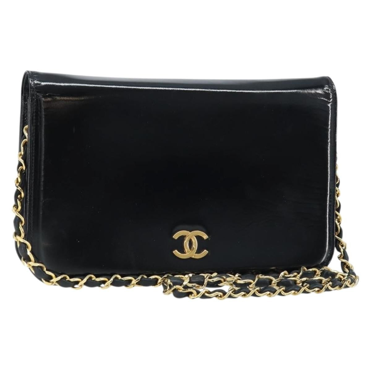Chanel Wallet On Chain Quilted Patent Black Patent_Leather Shoulder Bag Bag (Pre-Owned)