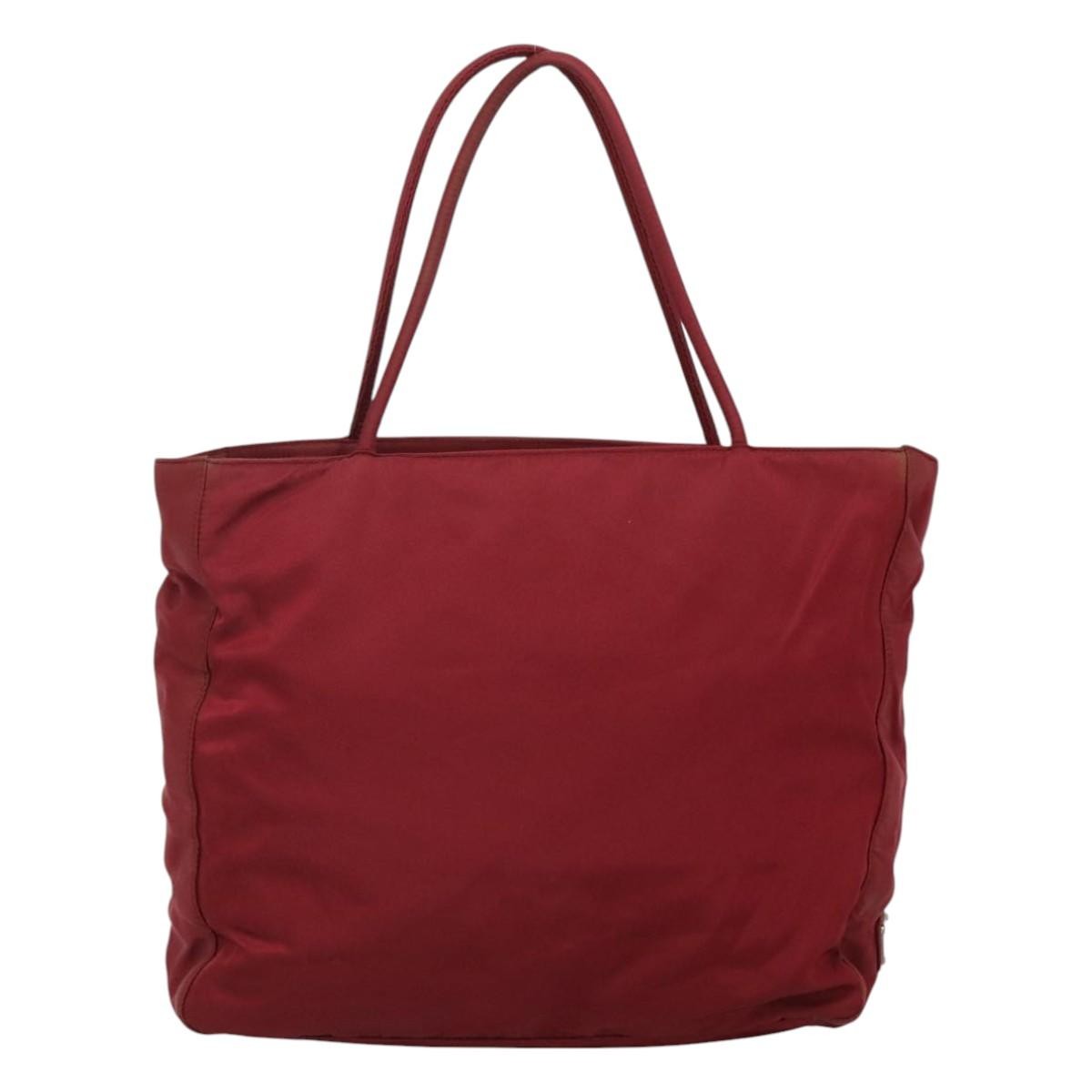 Prada Vintage Zip Tote Tessuto Red Nylon Tote Bag Bag (Pre-Owned)