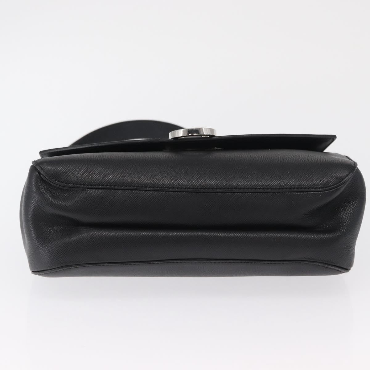 Salvatore Ferragamo Gancini Shoulder Bag Leather Black Leather Shoulder Bag Bag (Pre-Owned)