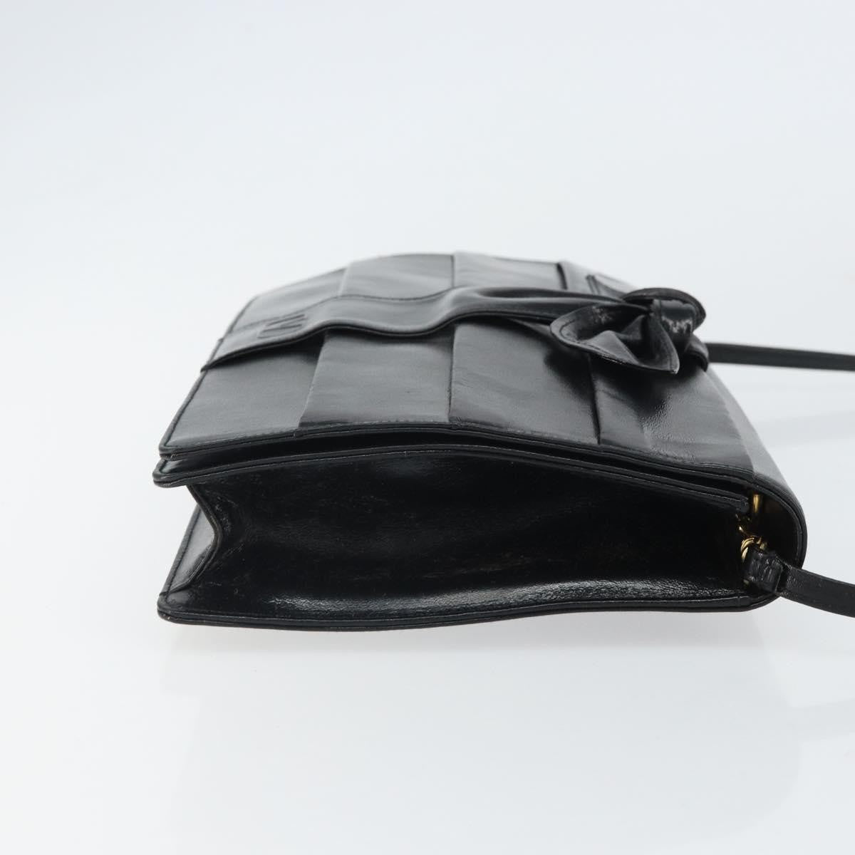 Valentino Garavani Bow Crossbody Bag Leather Black Leather Shoulder Bag Bag (Pre-Owned)