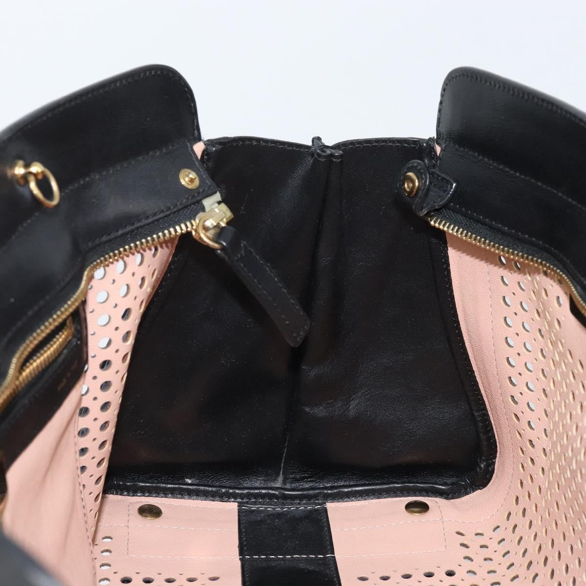 Chloe Alice Satchel Leather Black Leather Handbag (Pre-Owned)