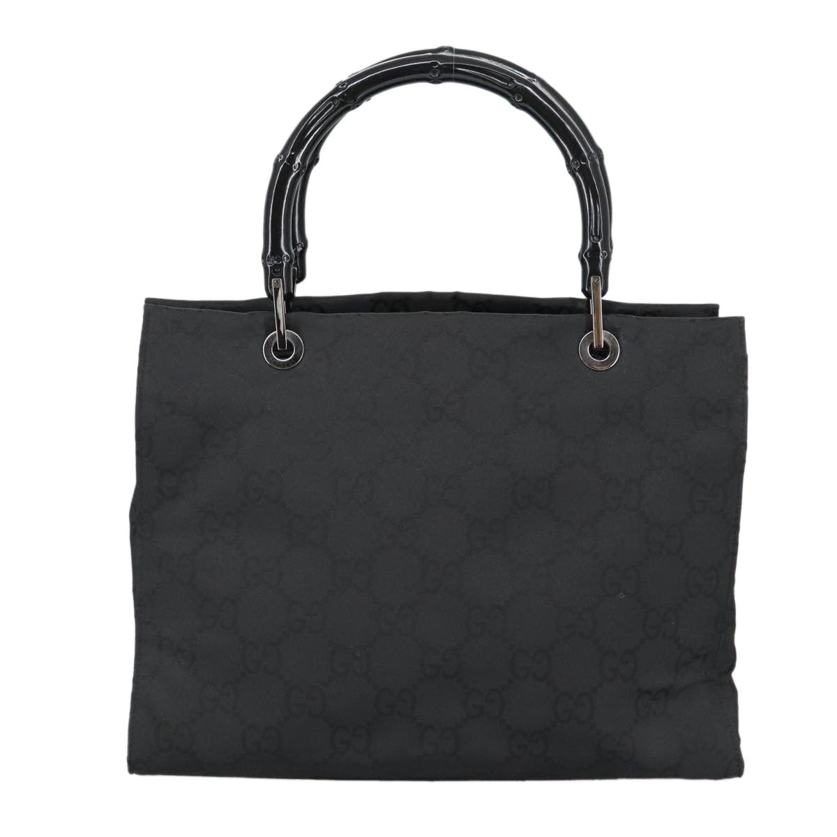 Gucci Vintage Bamboo Handle Tote Gg Nylon Black Nylon Tote Bag Bag (Pre-Owned)