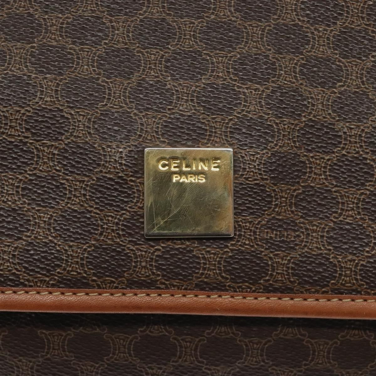 Celine Vintage Macadam Shoulder Bag Canvas And Leather Brown Canvas Shoulder Bag Bag (Pre-Owned)