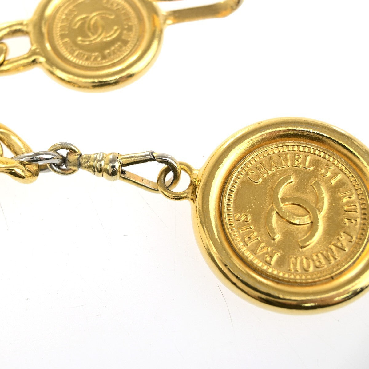 Chanel Vintage Medallion Chain Belt Metal Gold Gold_Plated Belts Accessory (Pre-Owned)