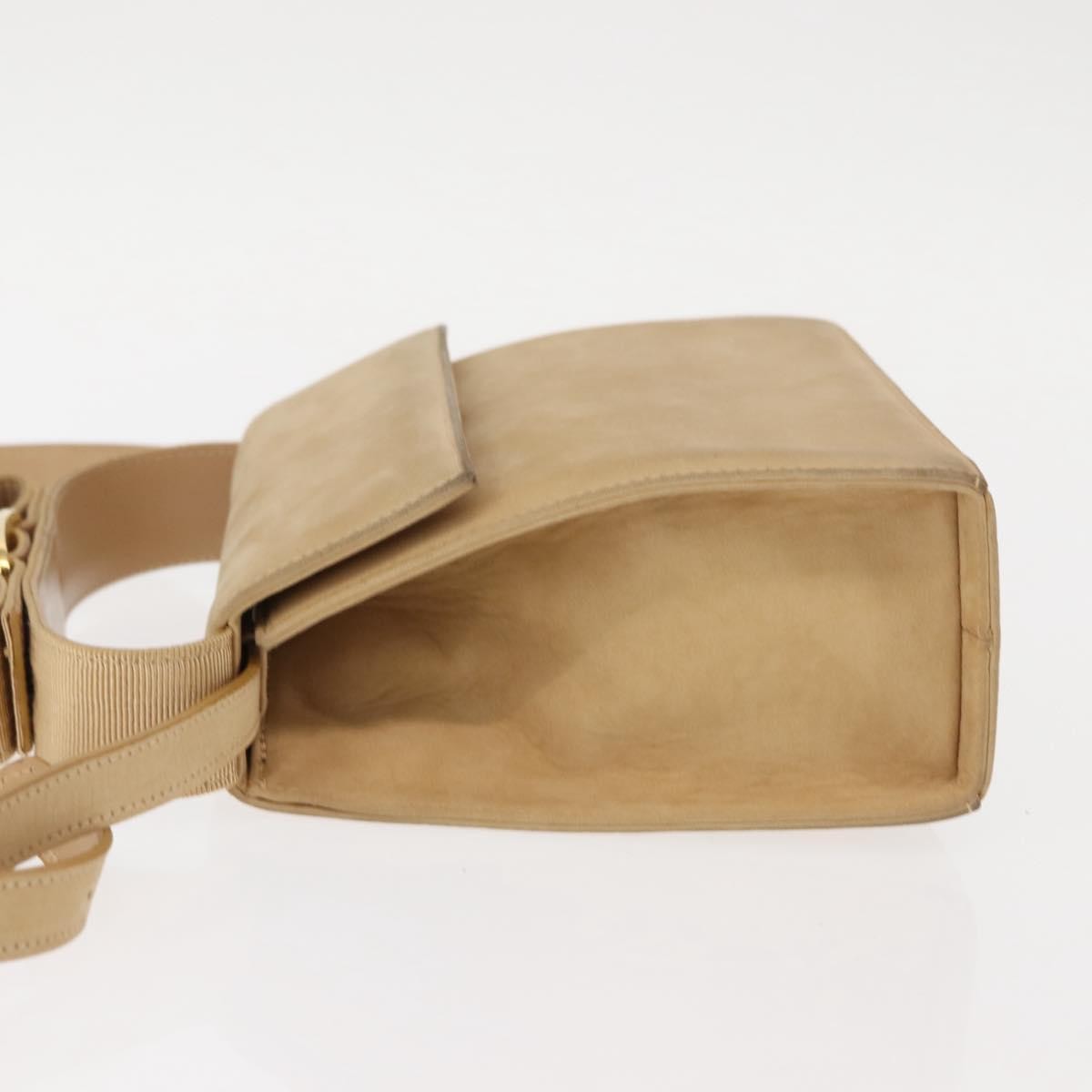 Salvatore Ferragamo Vala Handbag Suede Beige Suede Handbag (Pre-Owned)