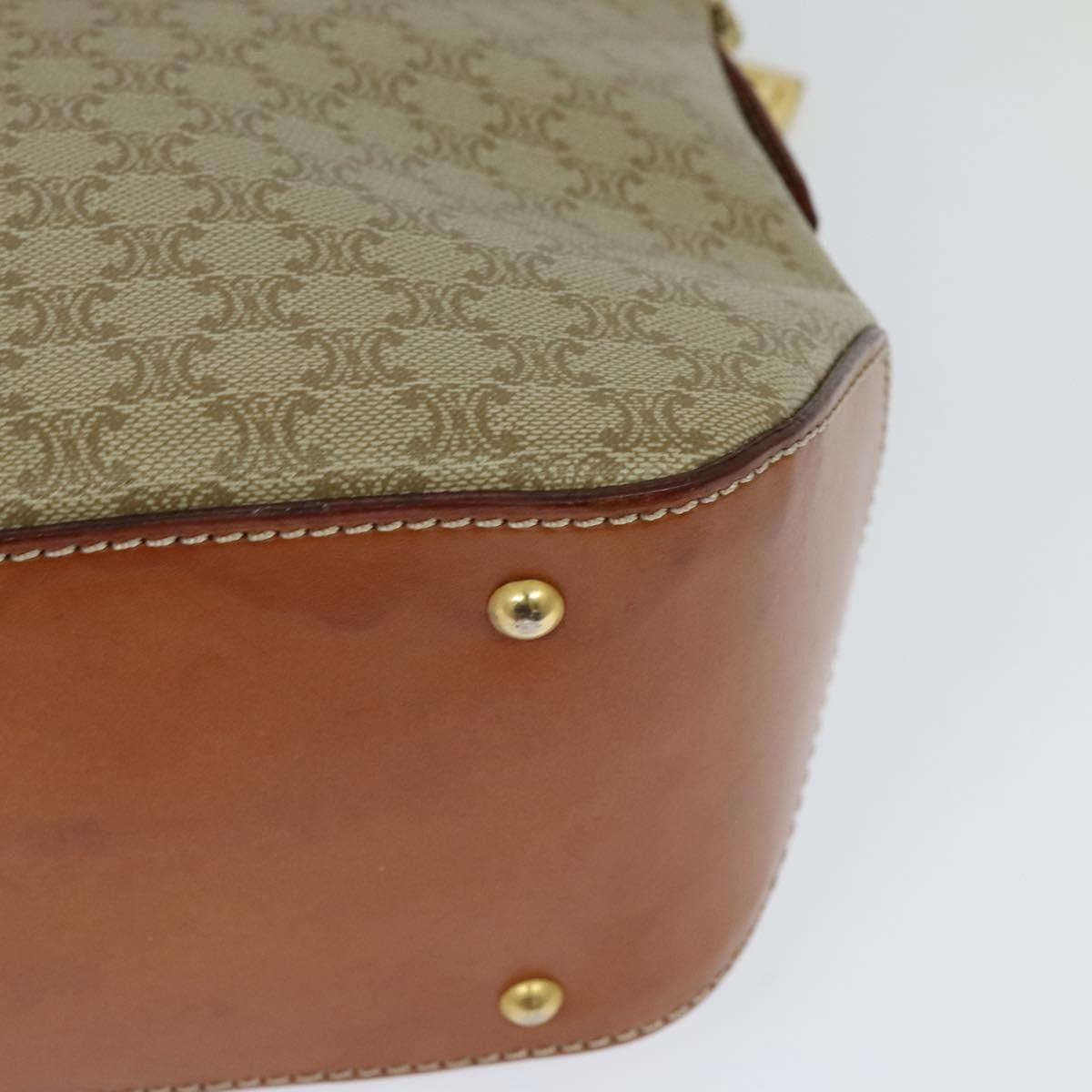 Celine Vintage Macadam Handbag Canvas Beige Canvas Handbag (Pre-Owned)