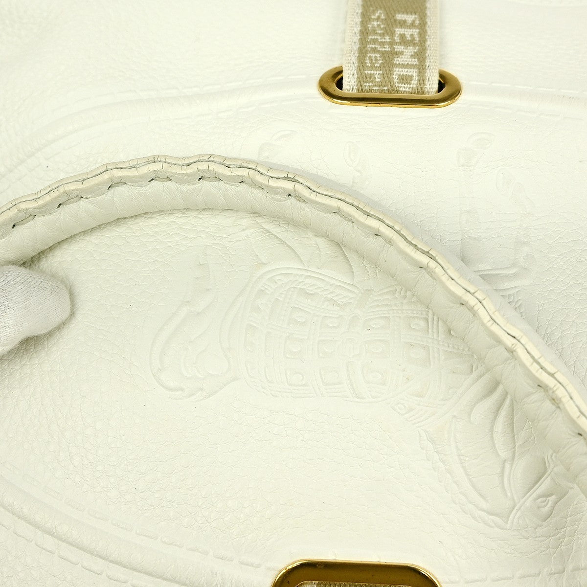 Fendi Selleria Peekaboo Bag Leather White Leather Handbag (Pre-Owned)