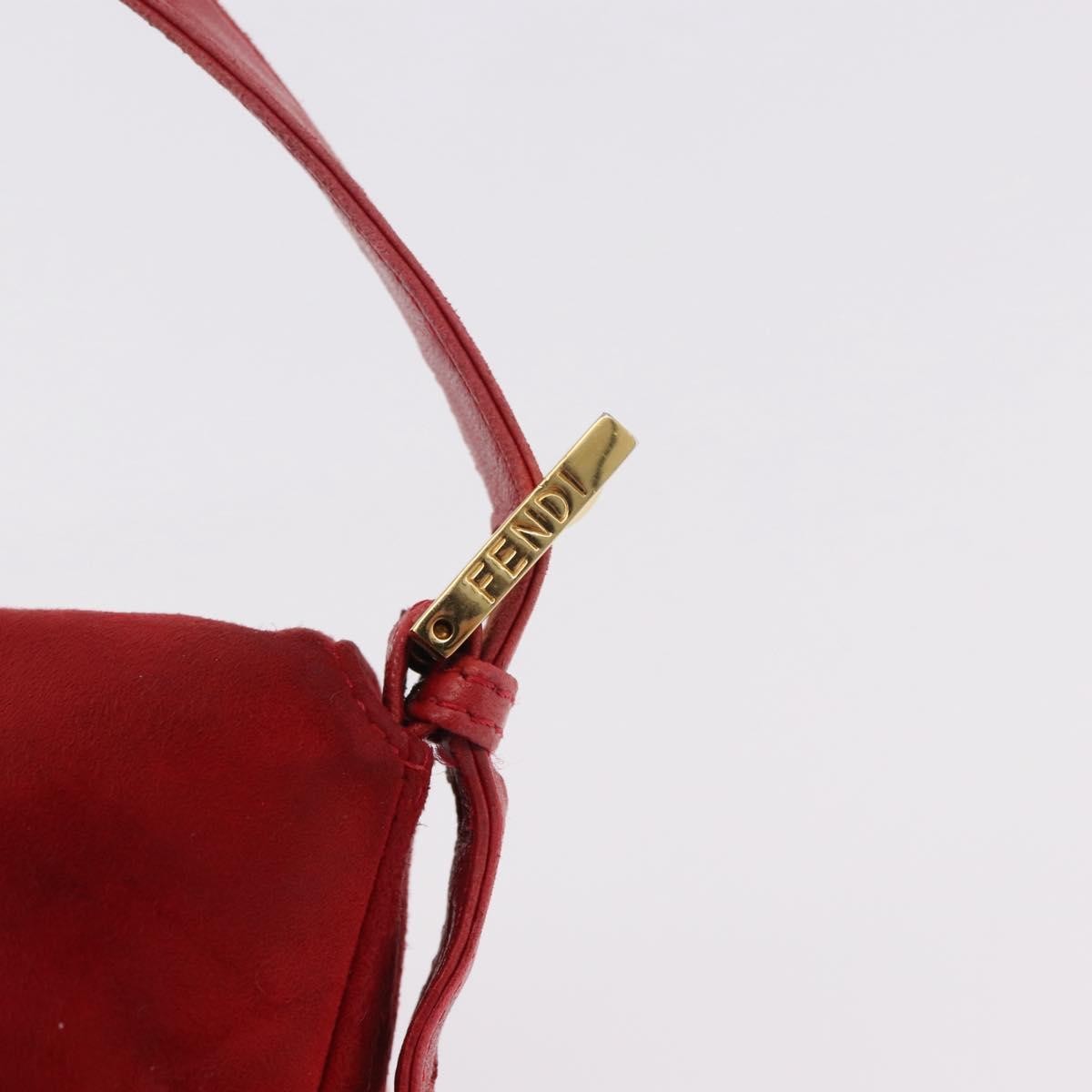 Fendi Baguette Bag Leather Red Suede Shoulder Bag Bag (Pre-Owned)