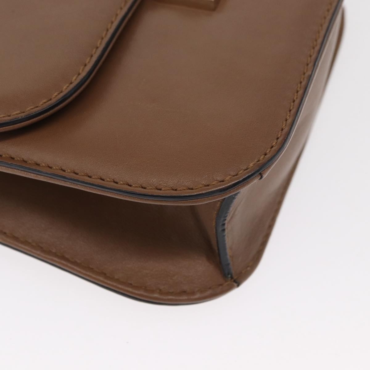 Valentino Garavani Rolling Rockstud Glam Lock Shoulder Bag Leather Brown Leather Shoulder Bag Bag (Pre-Owned)
