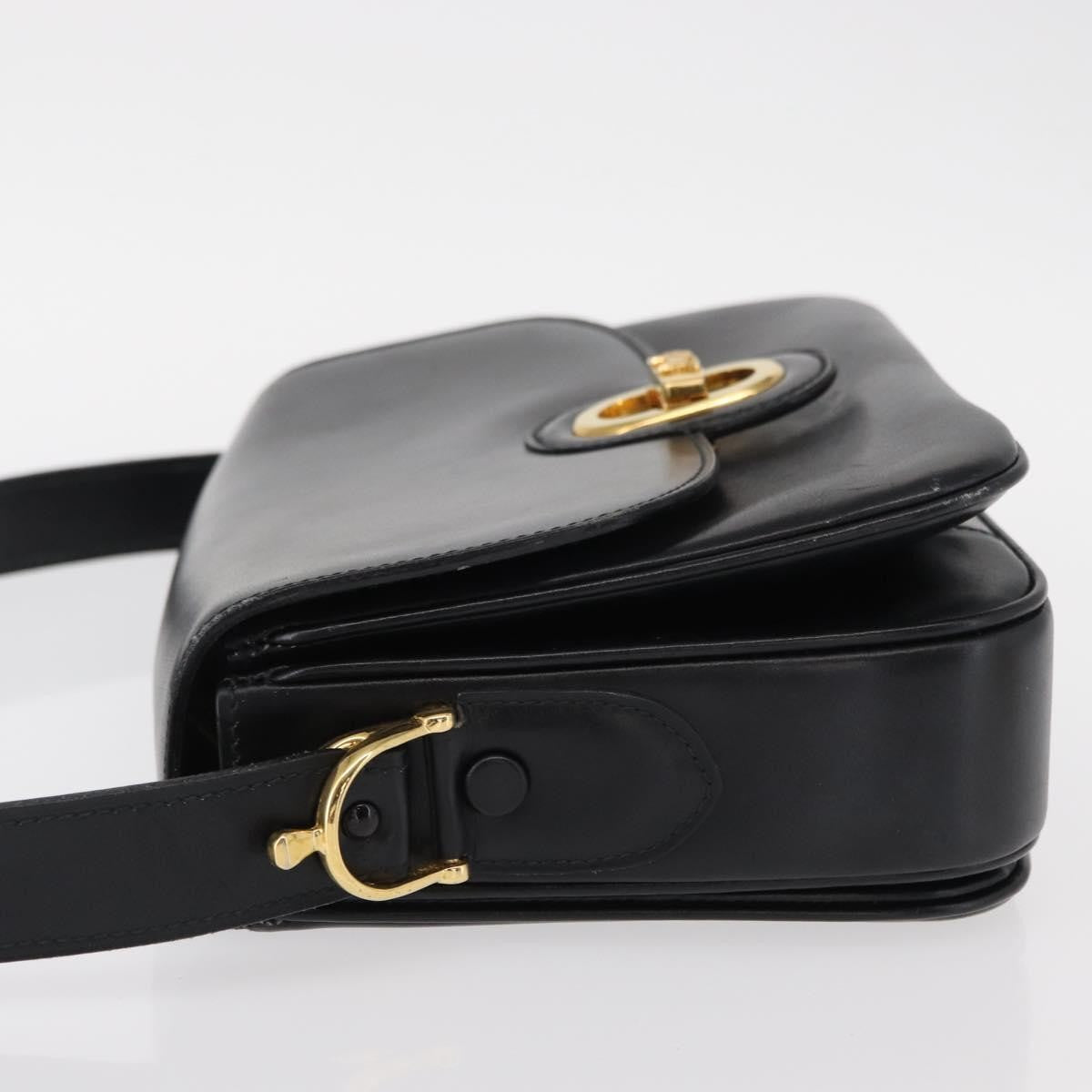 Celine Horse Carriage Shoulder Bag Leather Black Leather Shoulder Bag Bag (Pre-Owned)