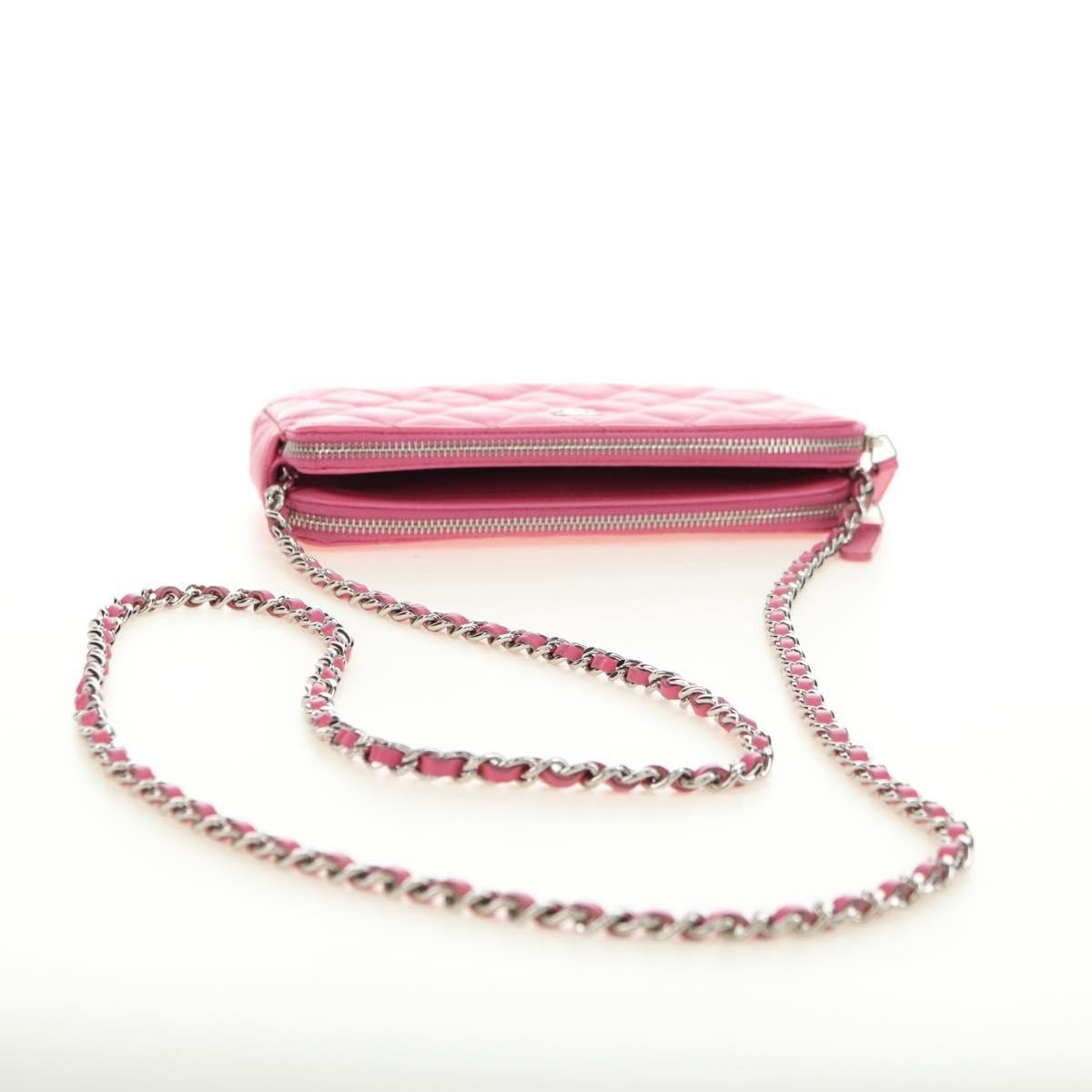 Chanel Double Zip Clutch With Chain Quilted Lambskin Pink Leather Shoulder Bag Bag (Pre-Owned)