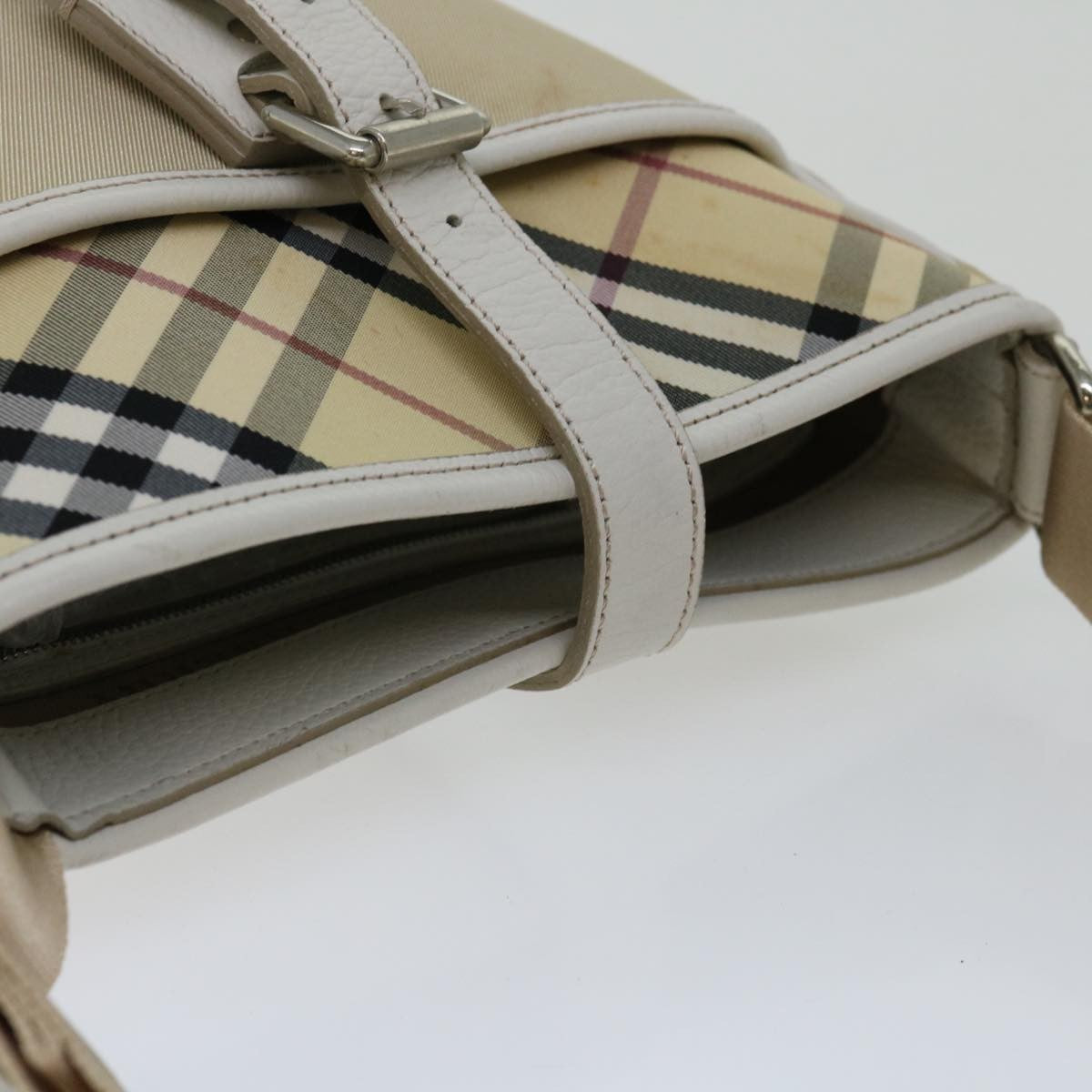 Burberry Nova Check Shoulder Bag Canvas Beige Canvas Shoulder Bag Bag (Pre-Owned)