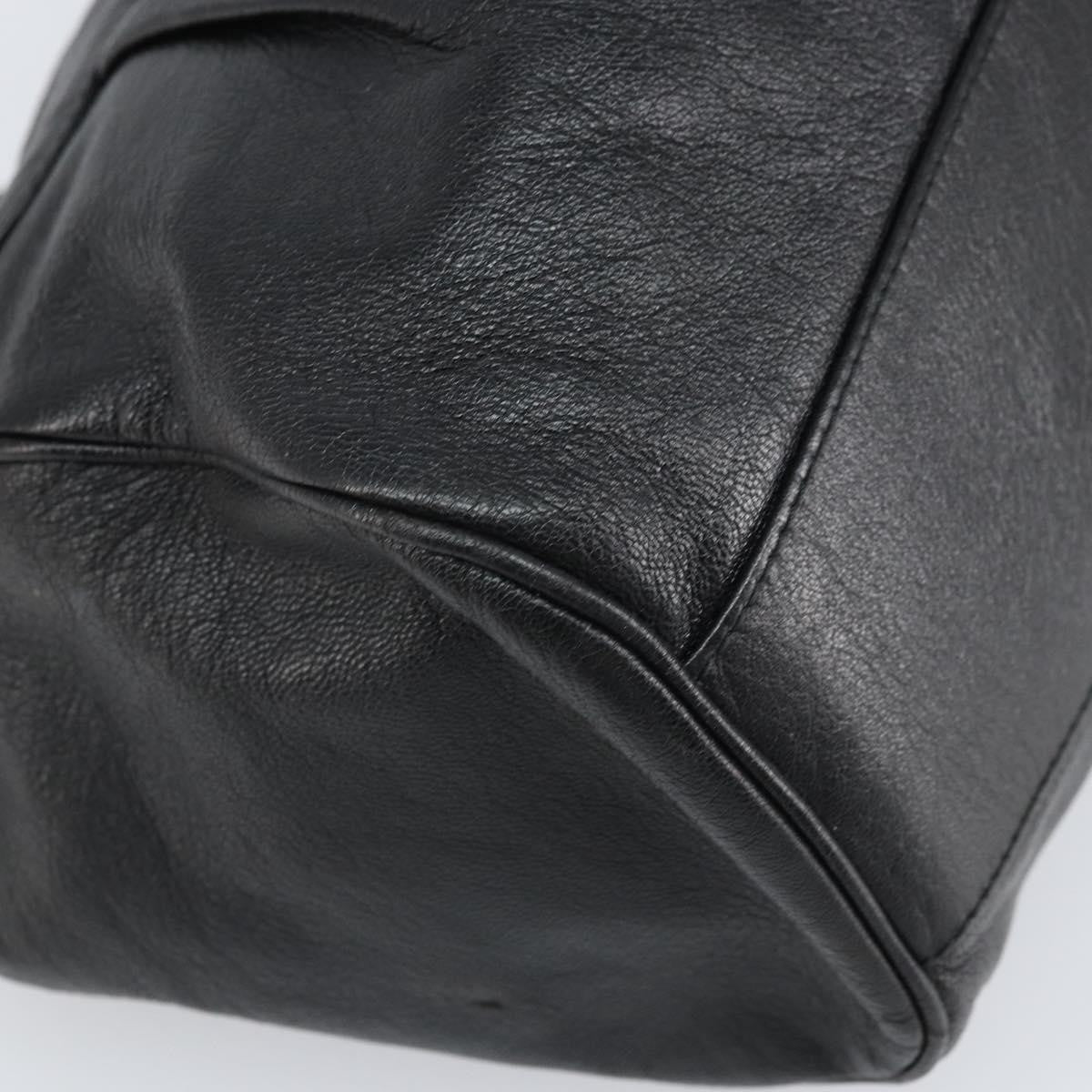 Salvatore Ferragamo Gancini Handbag Leather Black Leather Handbag (Pre-Owned)