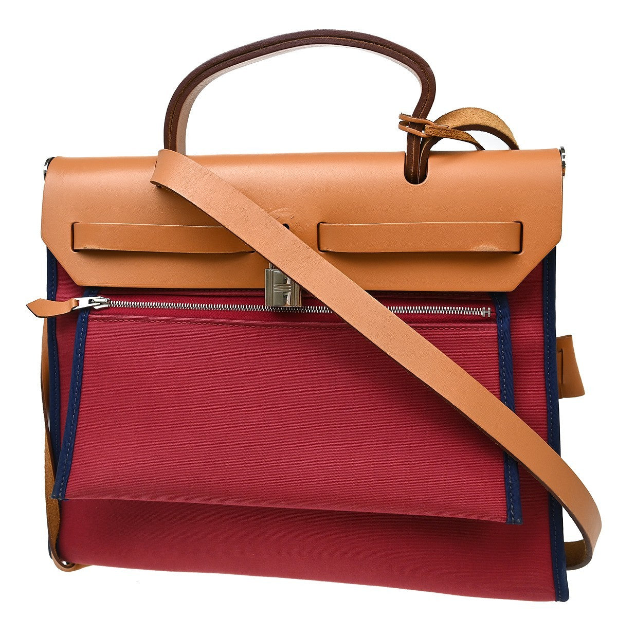 Hermes Herbag Zip Leather And Toile Multicolour Canvas Handbag (Pre-Owned)
