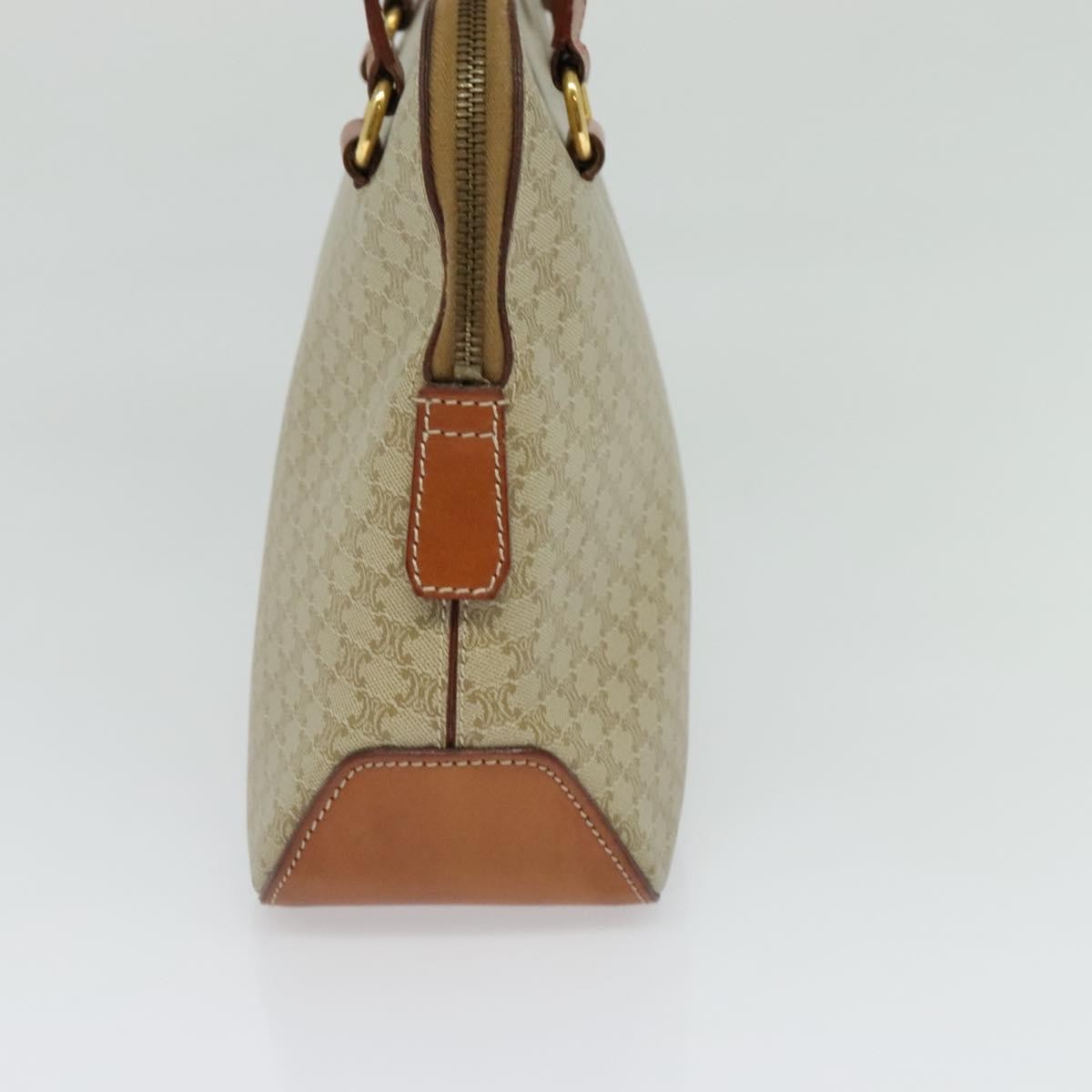 Celine Vintage Macadam Handbag Canvas Beige Canvas Handbag (Pre-Owned)