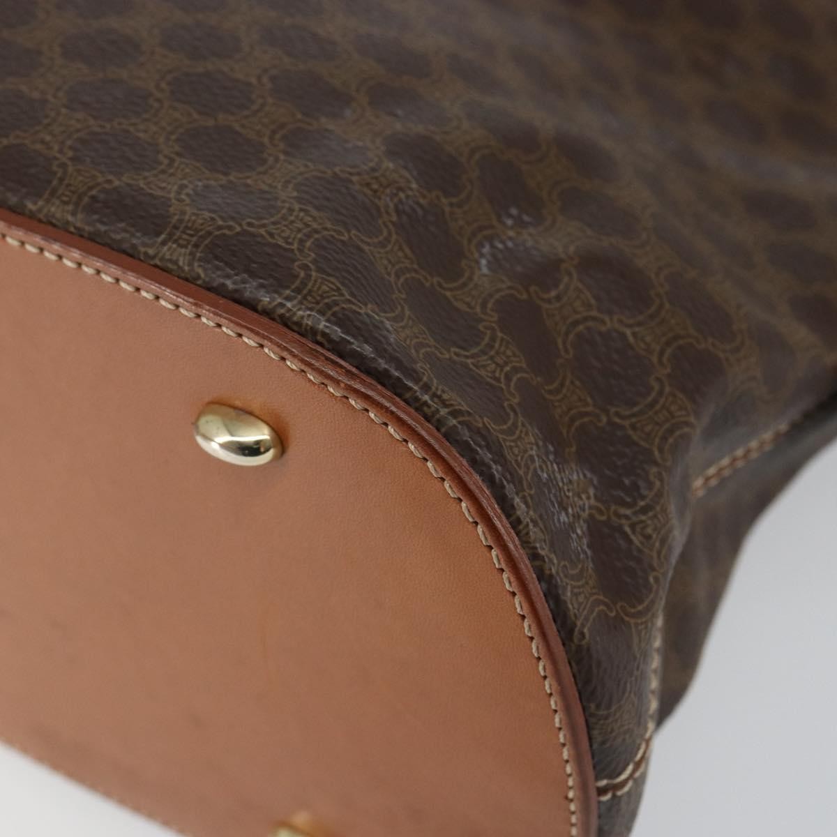 Celine Vintage Macadam Handbag Macadam Brown Canvas Bag (Pre-Owned)