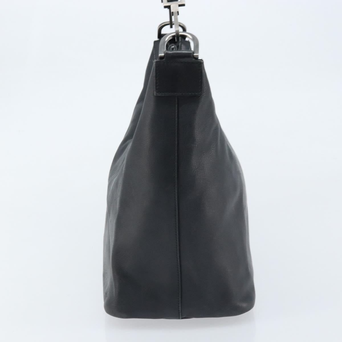 Gucci Vintage Bamboo Hobo Leather Black Leather Handbag (Pre-Owned)