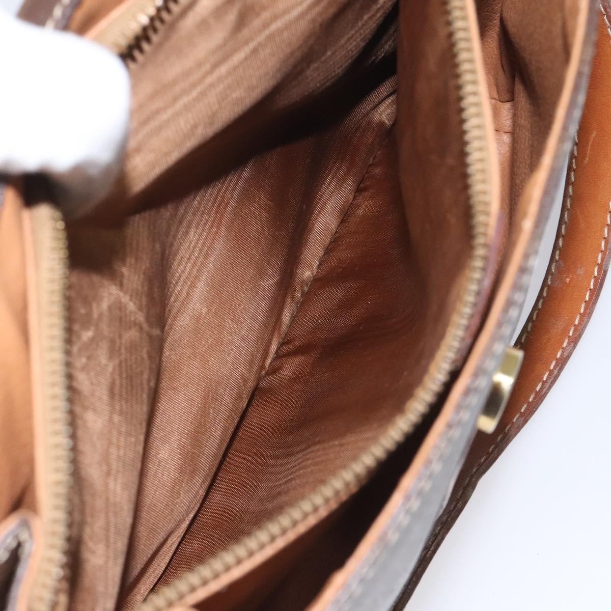 Celine Vintage Macadam Circle Logo Shoulder Bag Canvas And Leather Brown Canvas Shoulder Bag Bag (Pre-Owned)