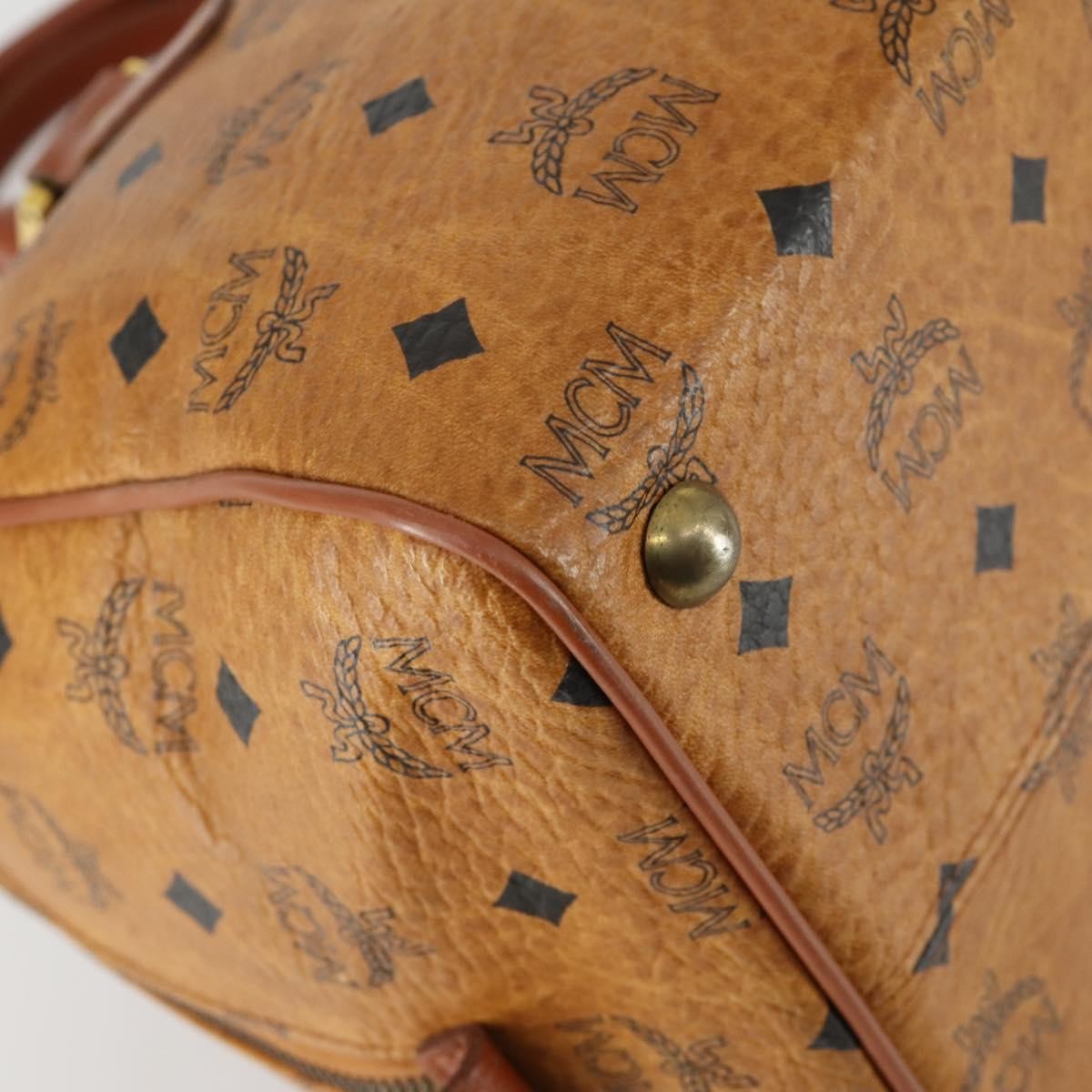 MCM Visetos Logogramme Handbag Canvas And Leather Brown Canvas Handbag (Pre-Owned)