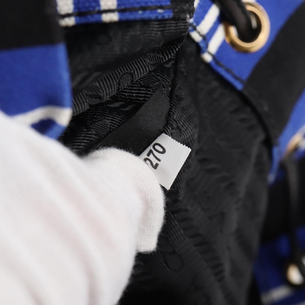 Prada Drawstring Bucket Bag Canvas And Wicker Blue Canvas Handbag (Pre-Owned)