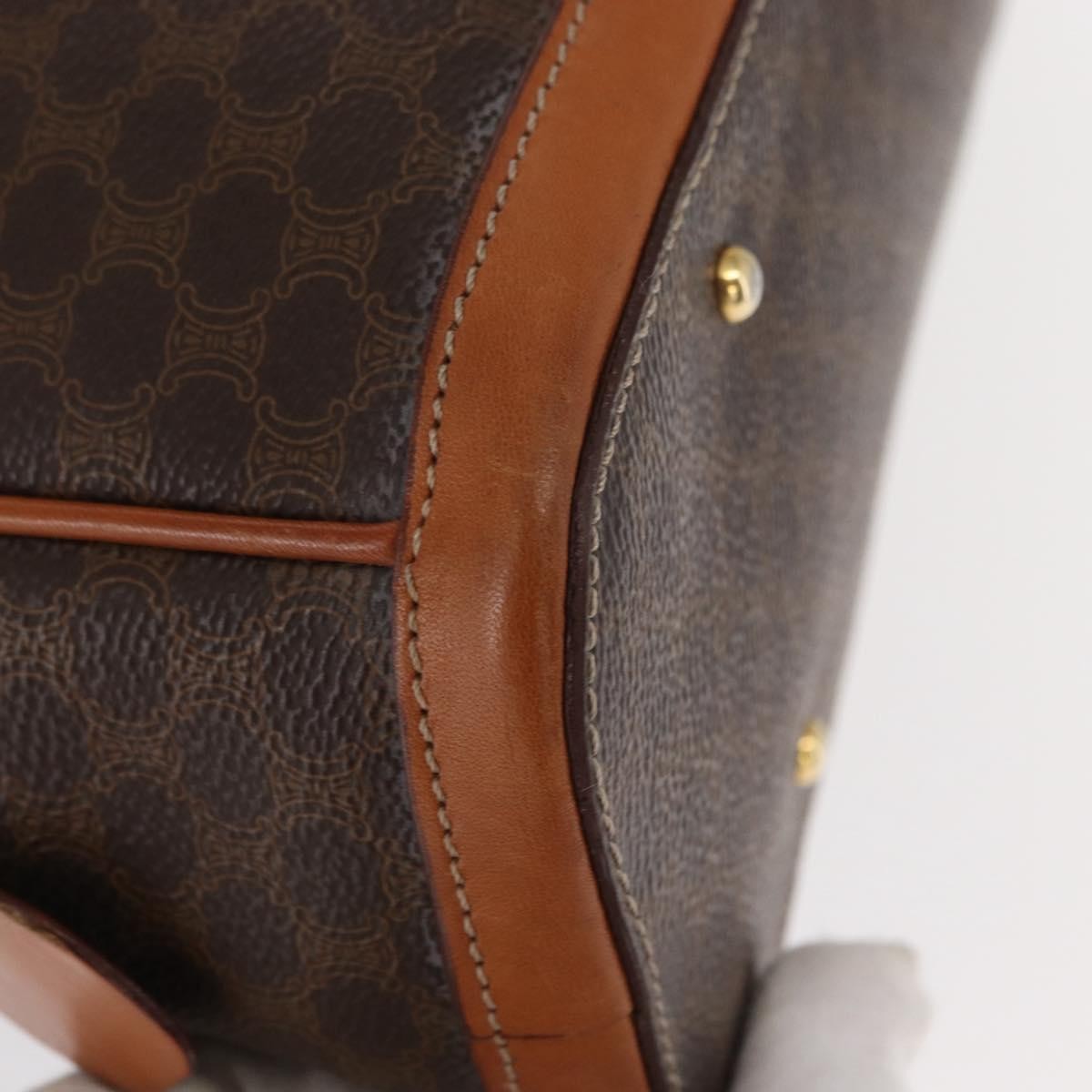 Celine Vintage Macadam Handbag Canvas And Leather Brown Canvas Handbag (Pre-Owned)