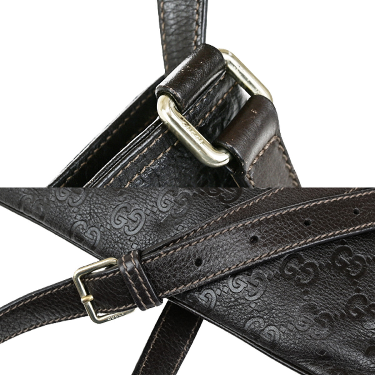 Gucci Guccissima Shoulder Bag Brown Leather Shoulder Bag Bag (Pre-Owned)