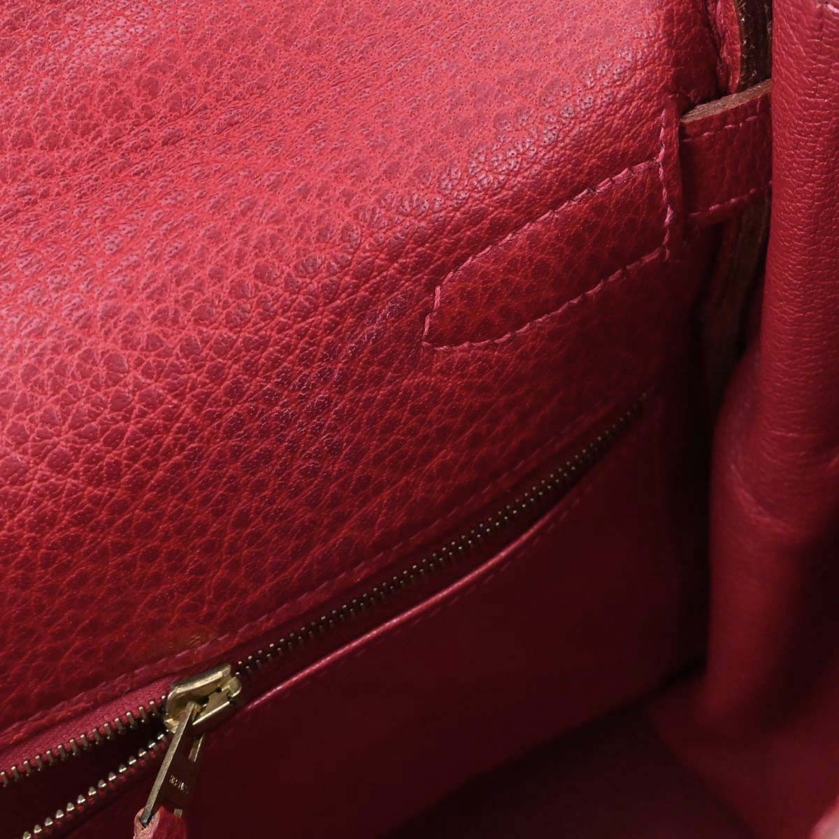 Hermes Kelly Handbag Red Clemence With Gold Hardware Red Leather Handbag (Pre-Owned)