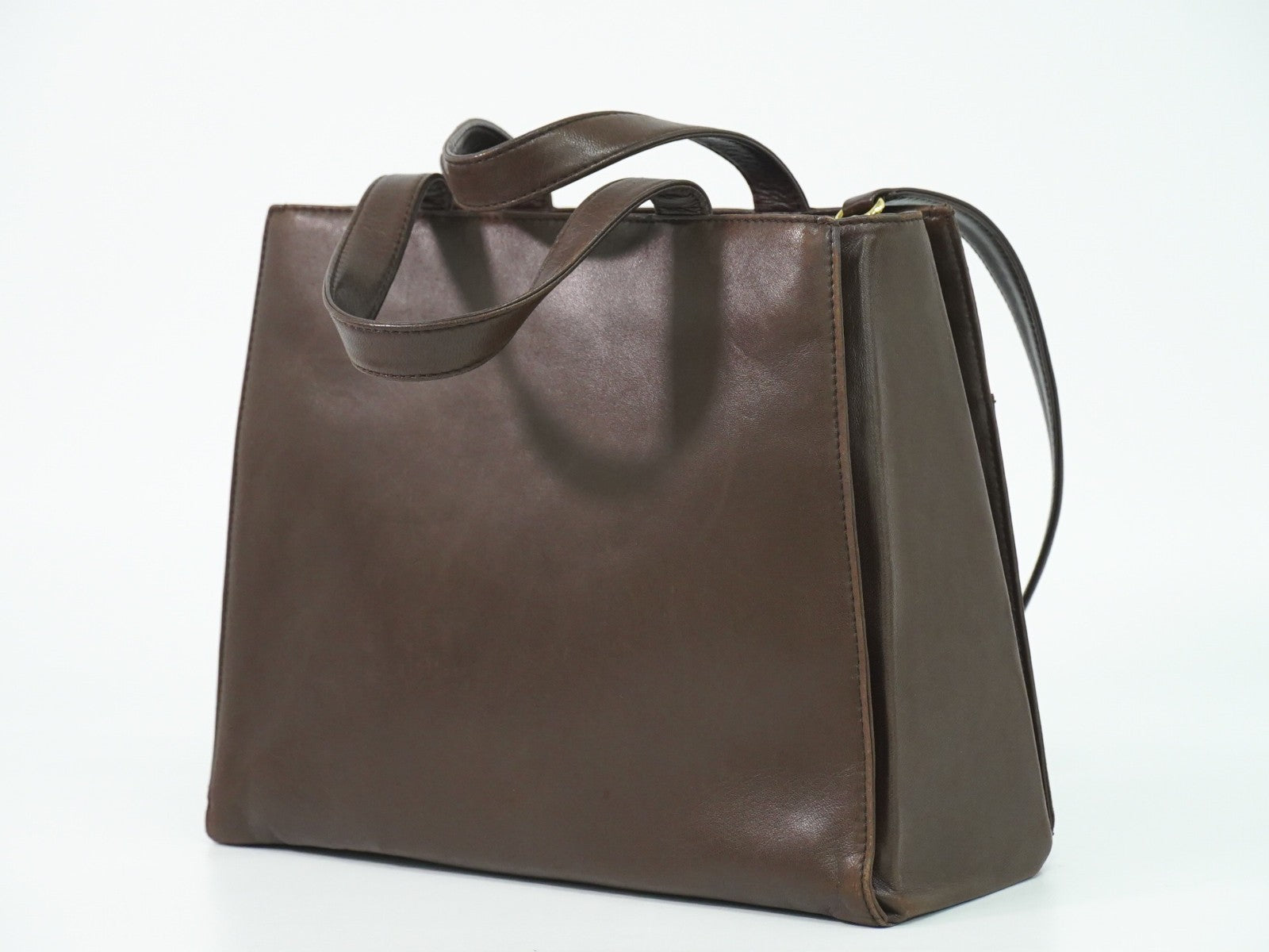 Loewe Vintage Anagram Handbag Leather Brown Leather Handbag (Pre-Owned)