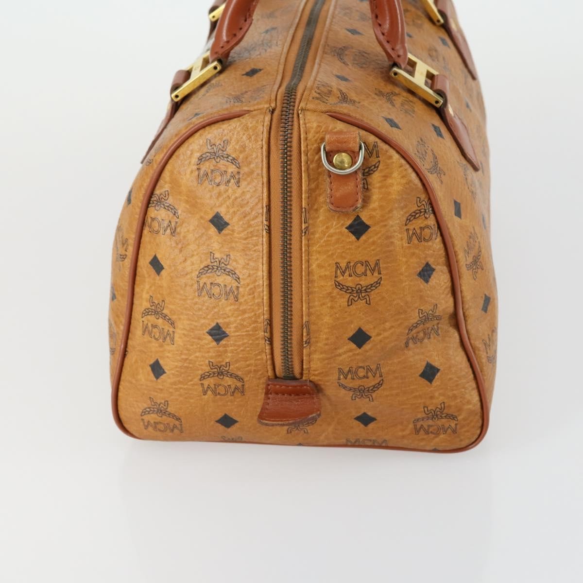 MCM Visetos Logogramme Handbag Canvas And Leather Brown Canvas Handbag (Pre-Owned)