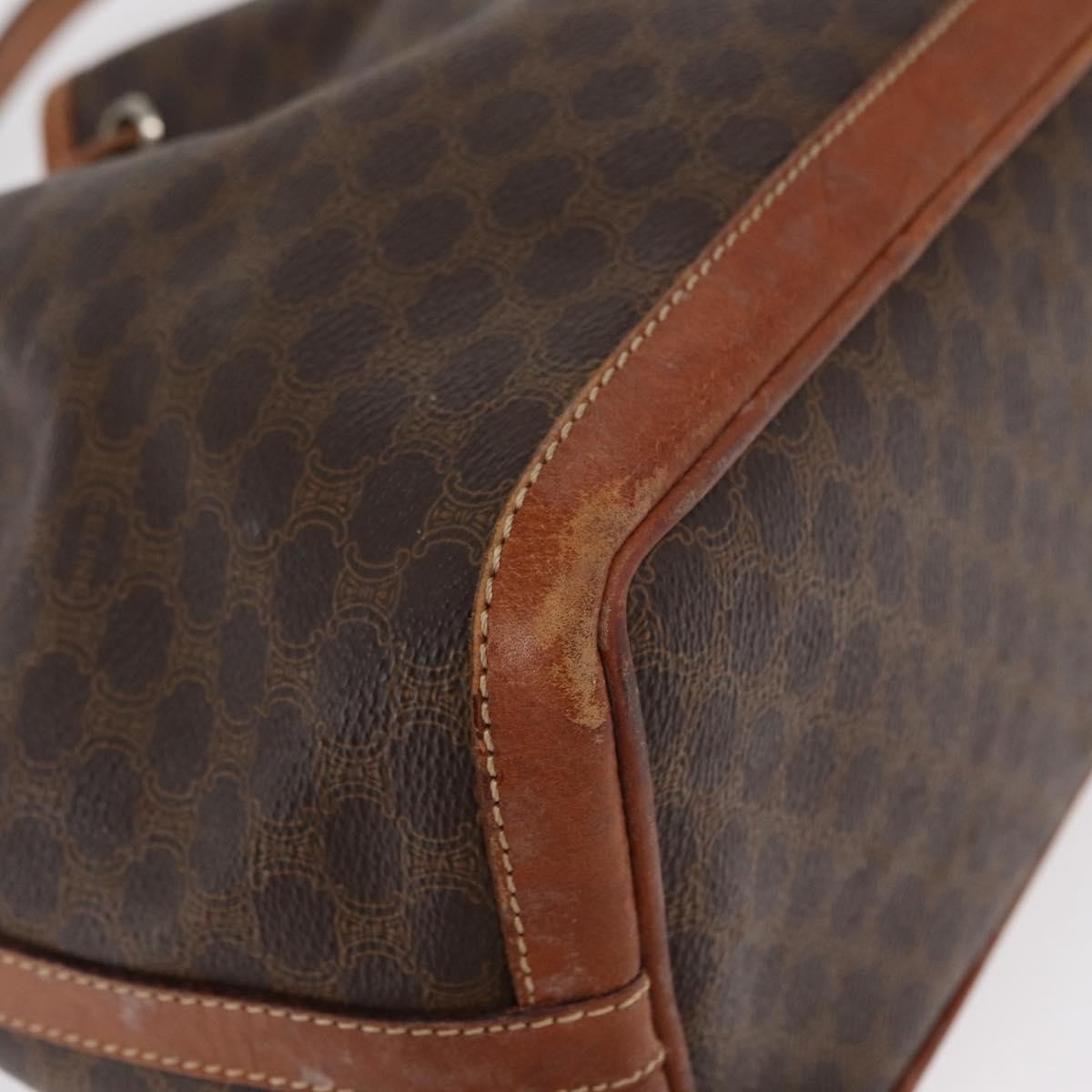 Celine Vintage Macadam Shoulder Bag Canvas And Leather Brown Canvas Shoulder Bag Bag (Pre-Owned)