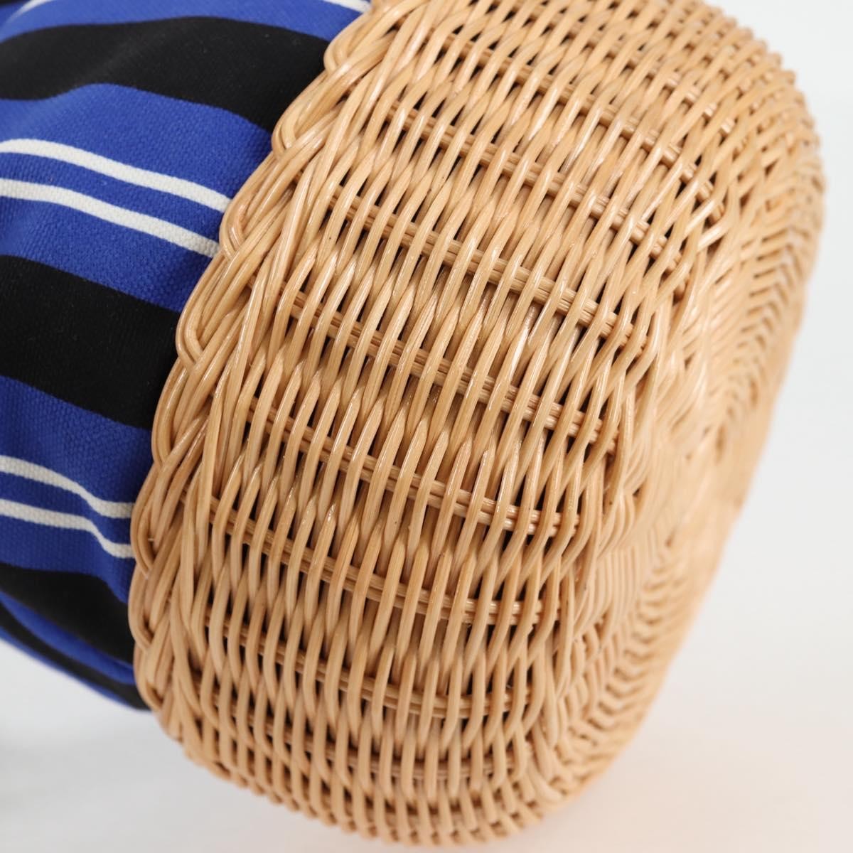 Prada Drawstring Bucket Bag Canvas And Wicker Blue Canvas Handbag (Pre-Owned)