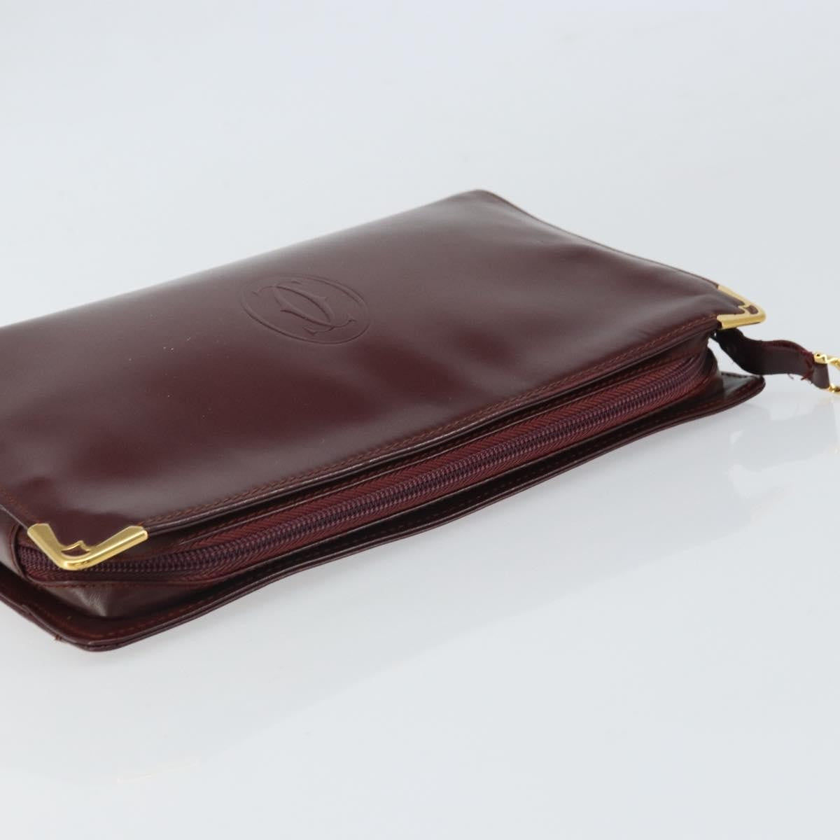 Cartier Must De Cartier Clutch Bag Leather Burgundy Leather Clutche & Pouche Bag (Pre-Owned)