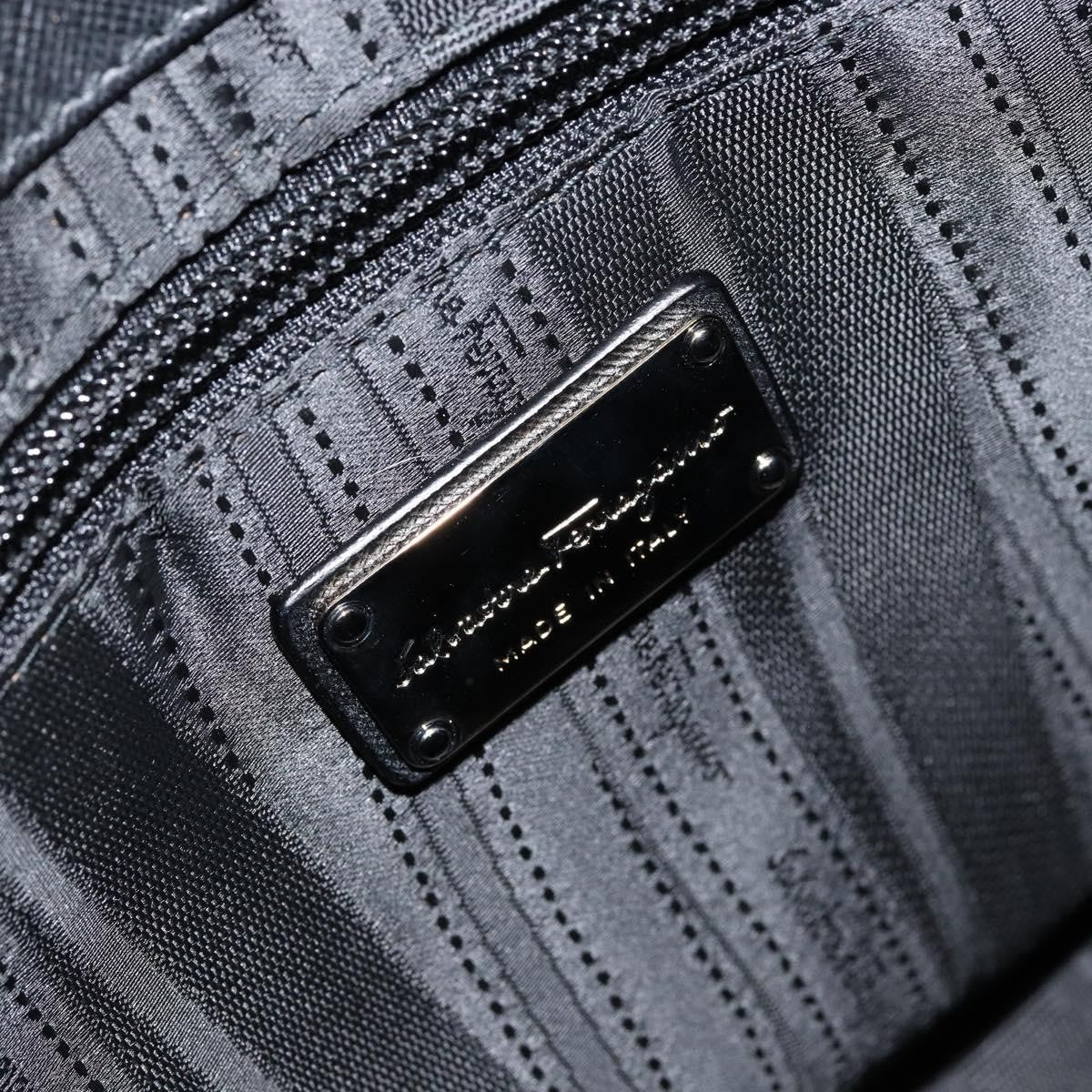 Salvatore Ferragamo Gancini Handbag Leather Black Leather Handbag (Pre-Owned)