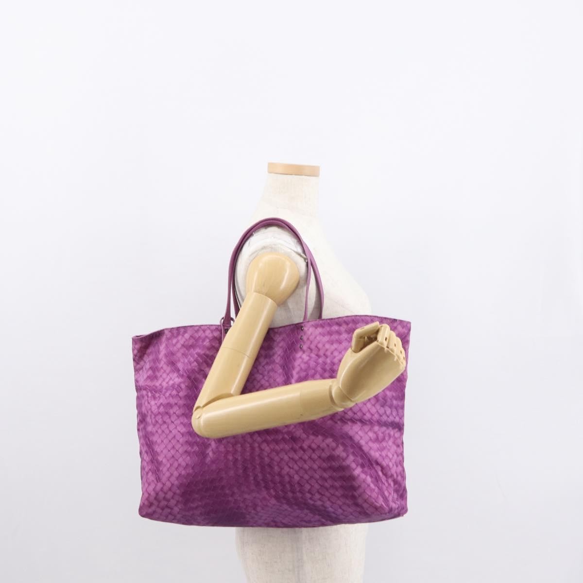 Bottega Veneta Intrecciolusion Tote Printed Nylon Purple Nylon Tote Bag Bag (Pre-Owned)